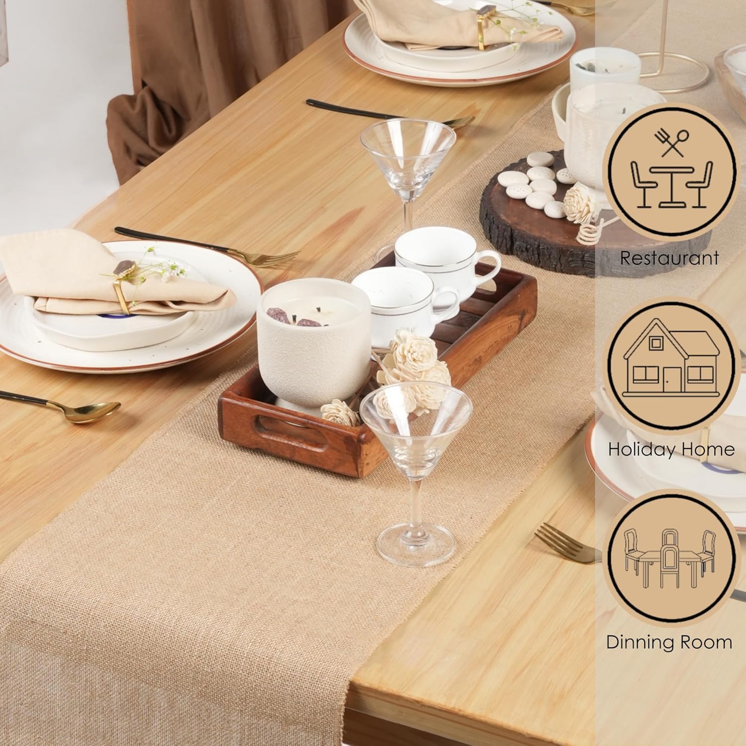 Rajrang Jute Burlap Table Runner 360x12 Inch Natural