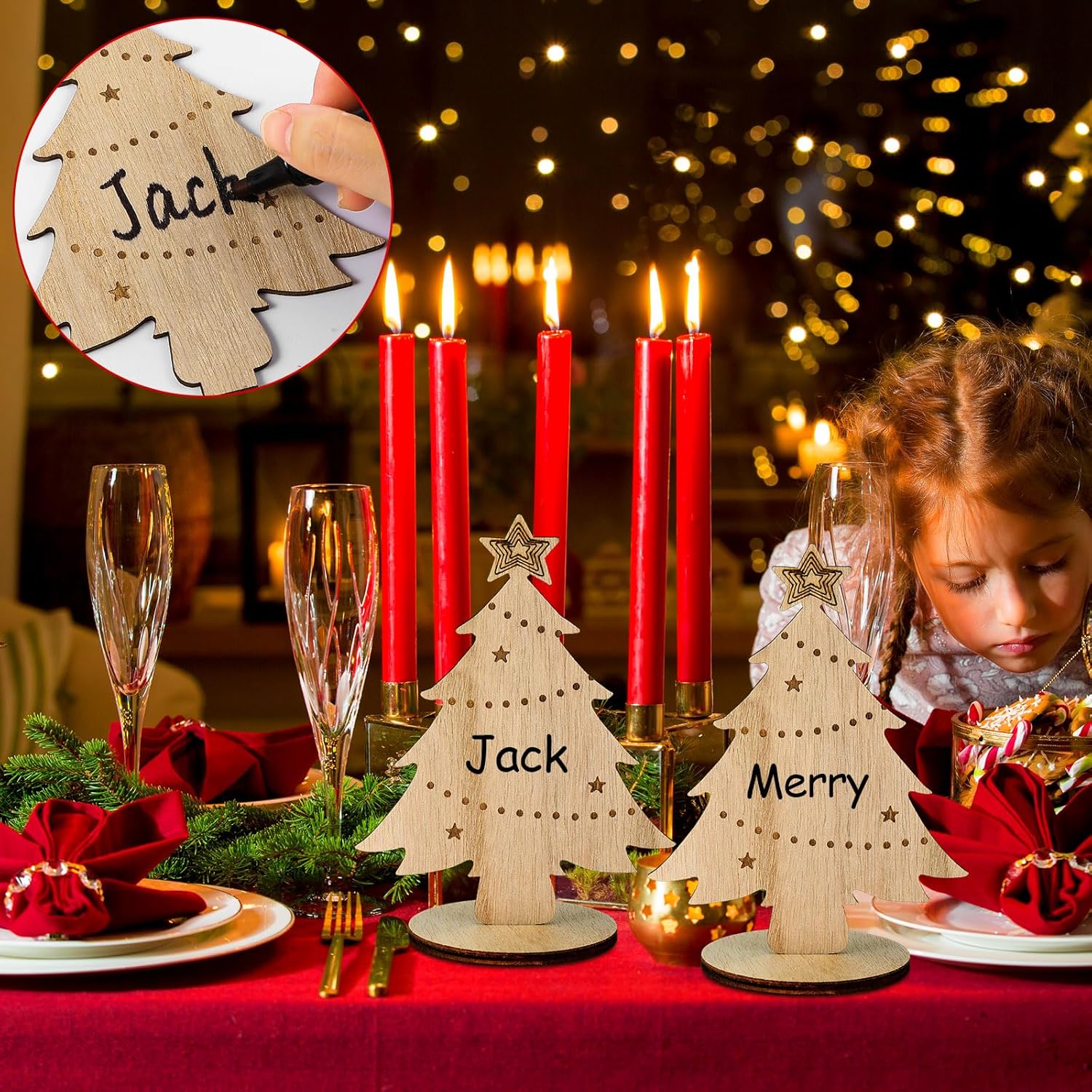 Cholemy 12 Piece Christmas Tree Place Card Holders