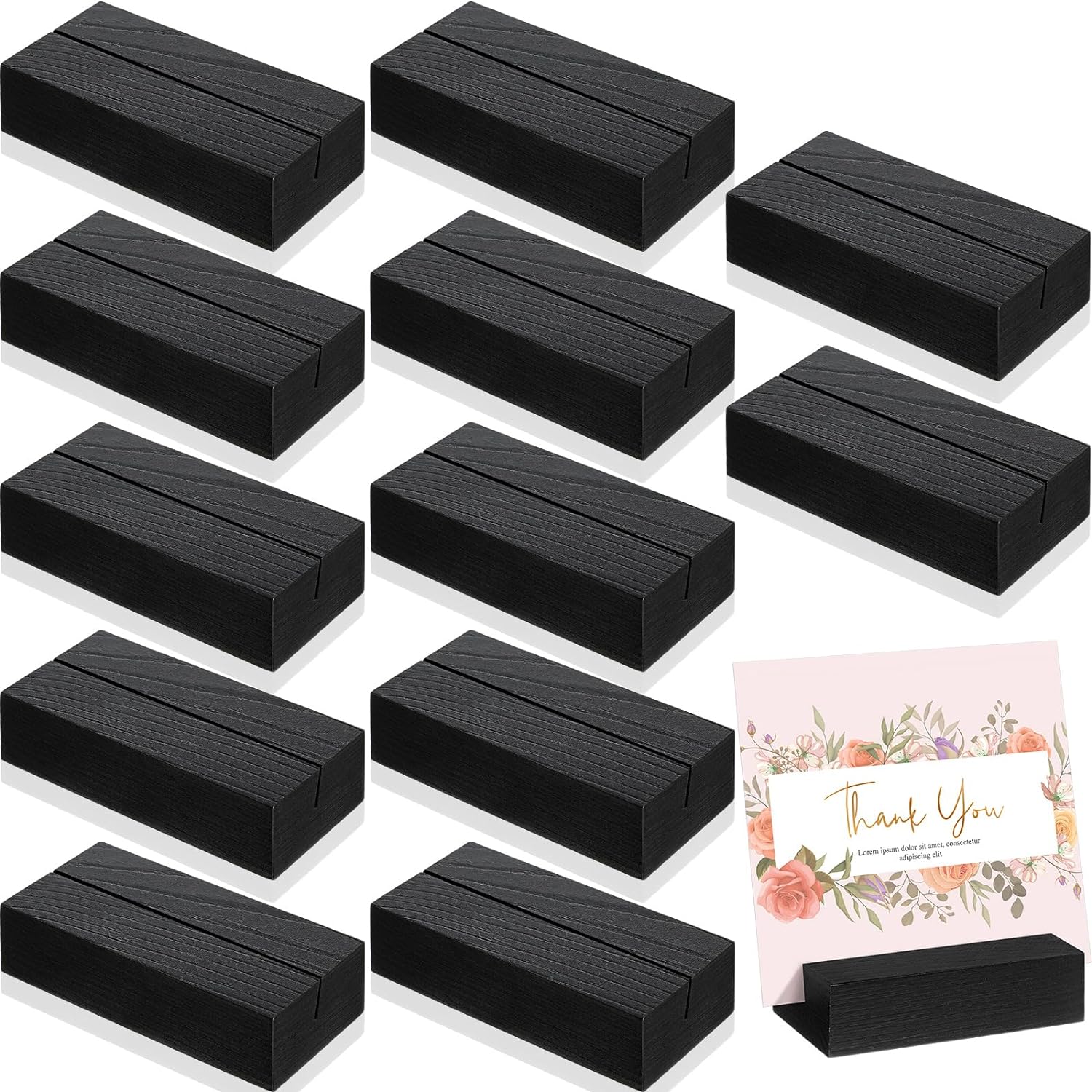 Zonon 12 Pcs Black Wooden Place Card Holders