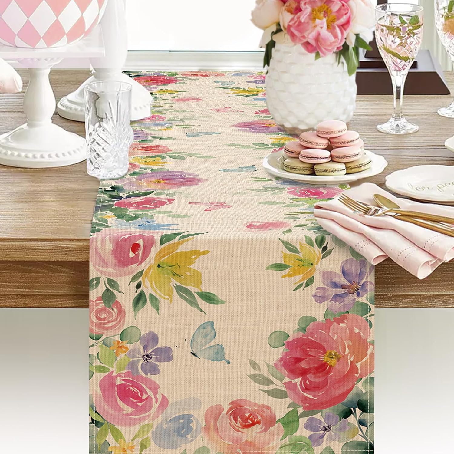 Seliem Spring Summer Floral Table Runner 13x72 Inches