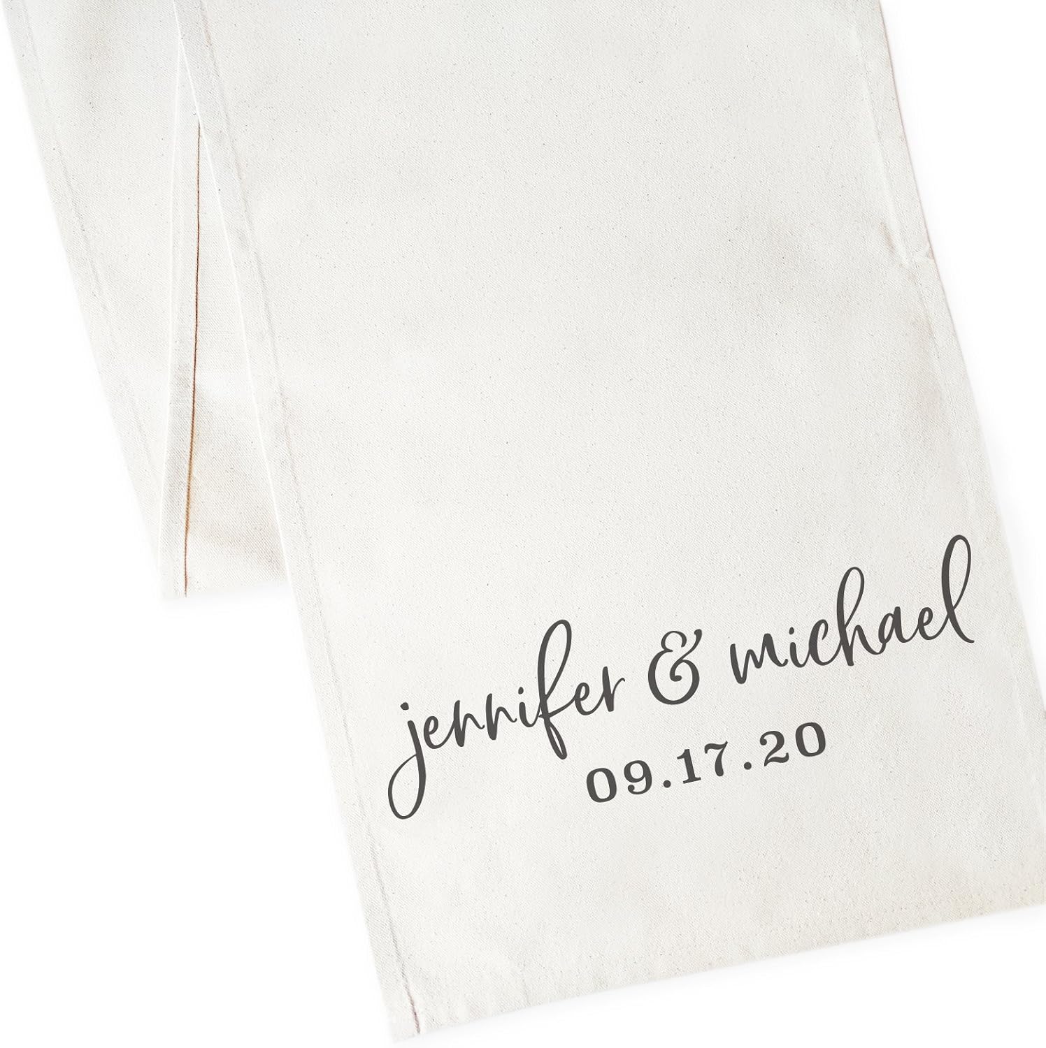 The Cotton Canvas Co Personalized Name Date Wedding Table Runner