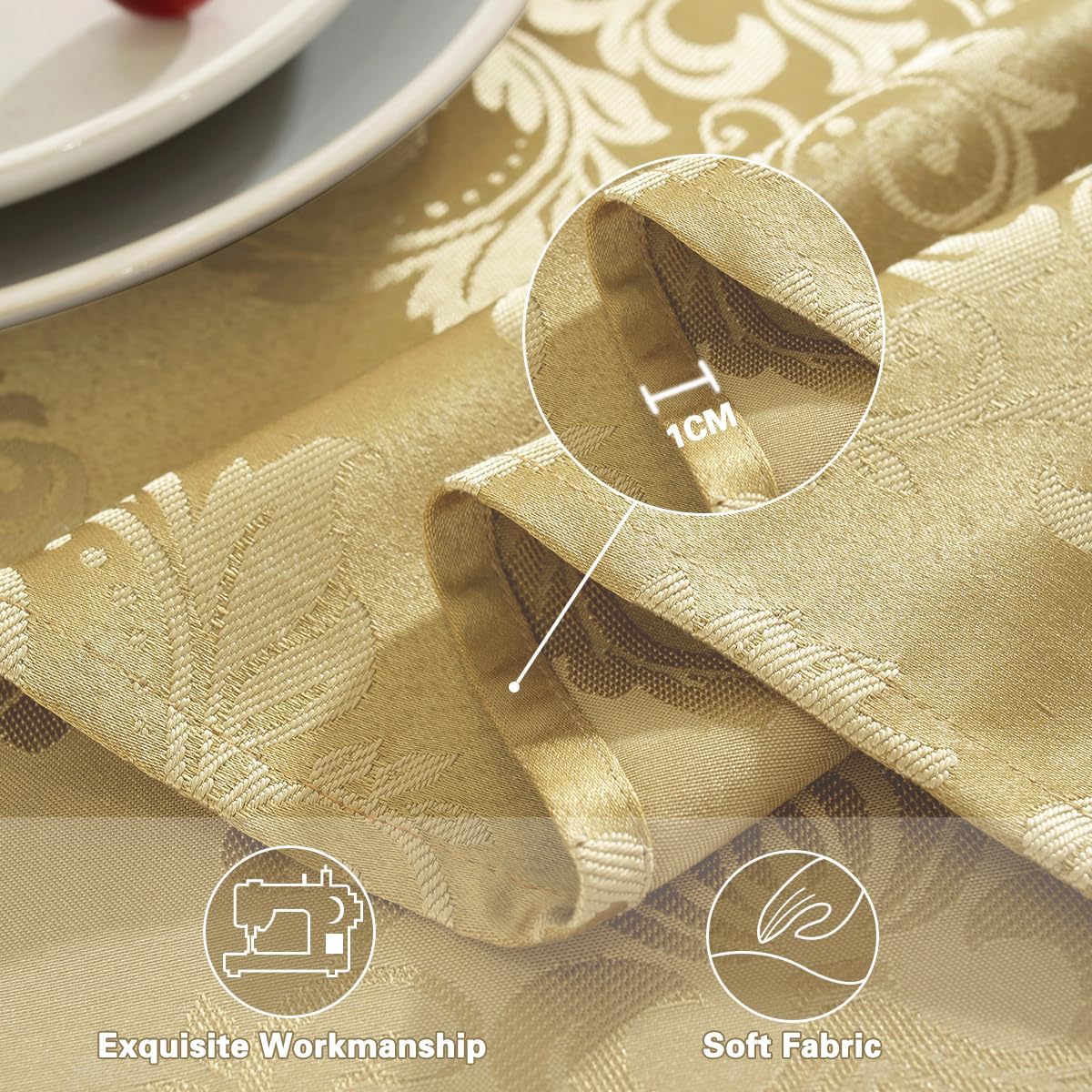 SASTYBALE Damask Gold Tablecloth 60x84 Inch