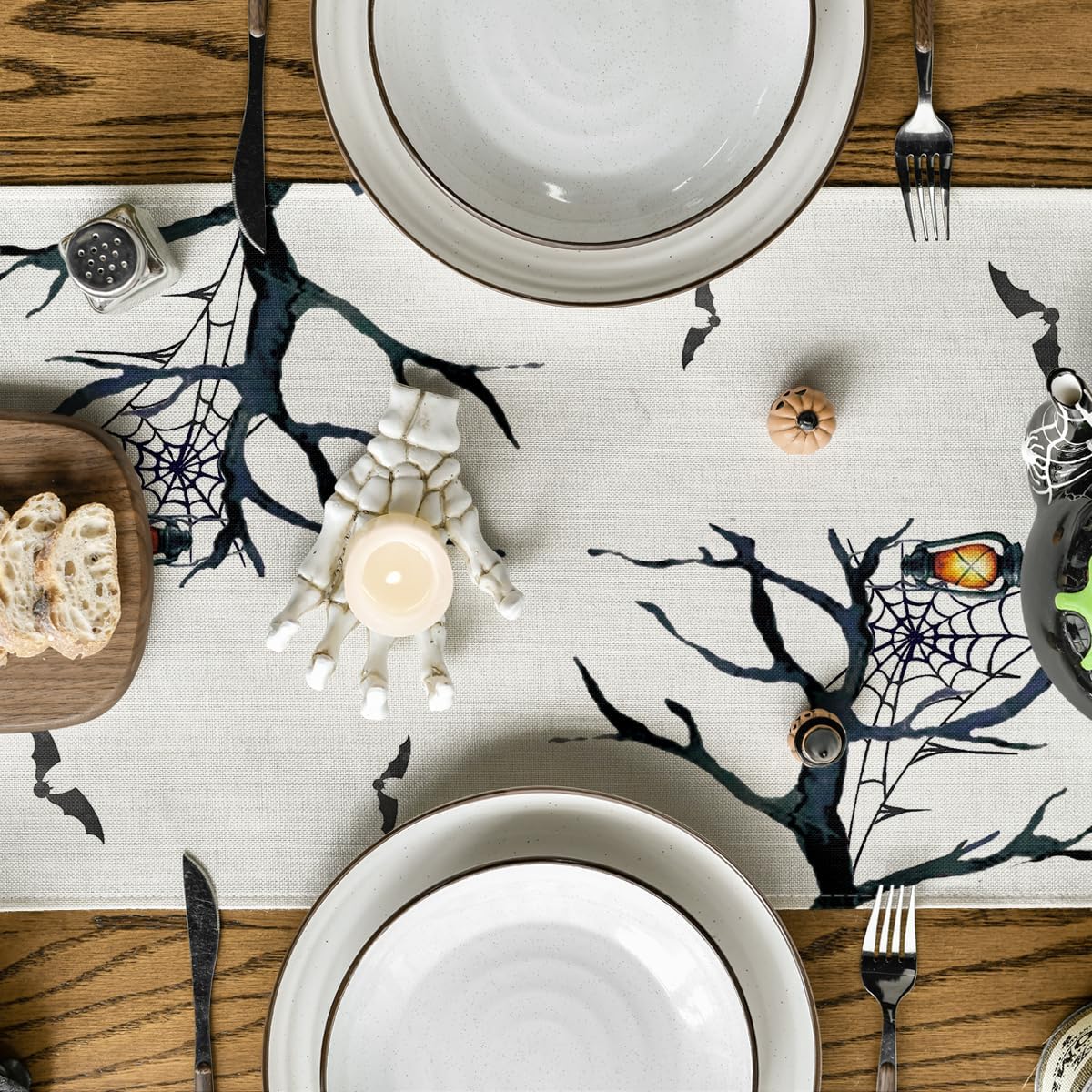 Artoid Mode Ghost Pumpkins Tree Table Runner for Halloween