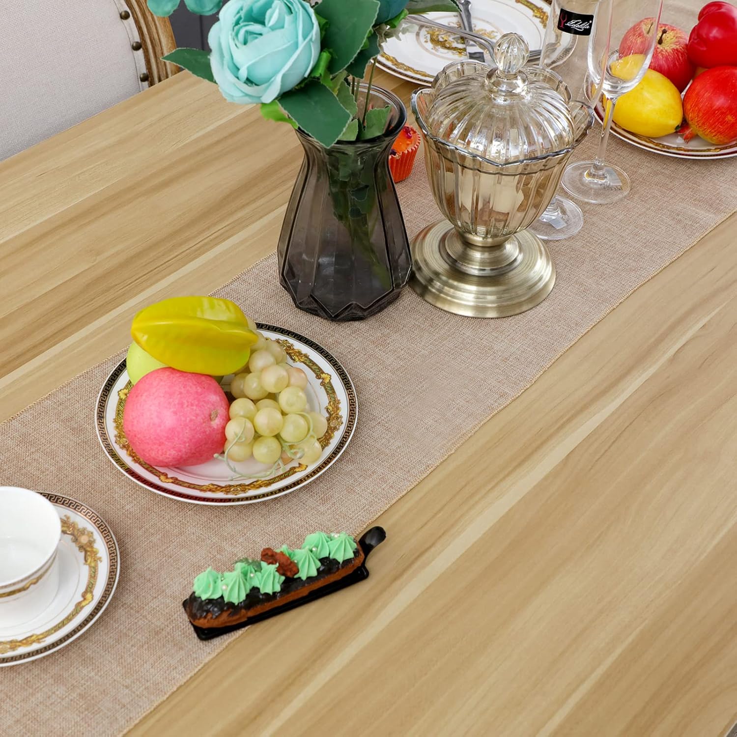 Breling 6 Pcs Burlap Table Runner Set