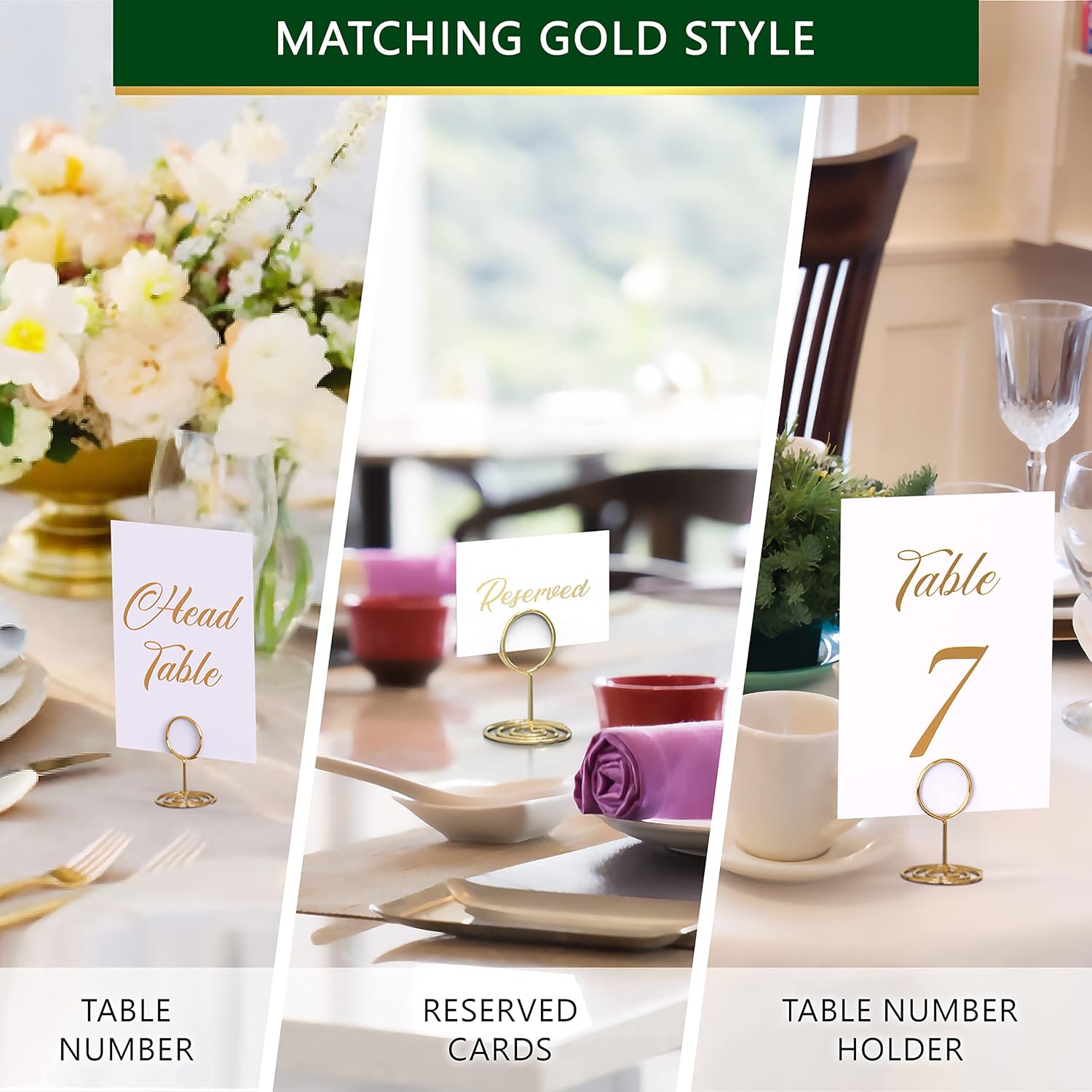 10 Pack Gold Table Number Holders for Events