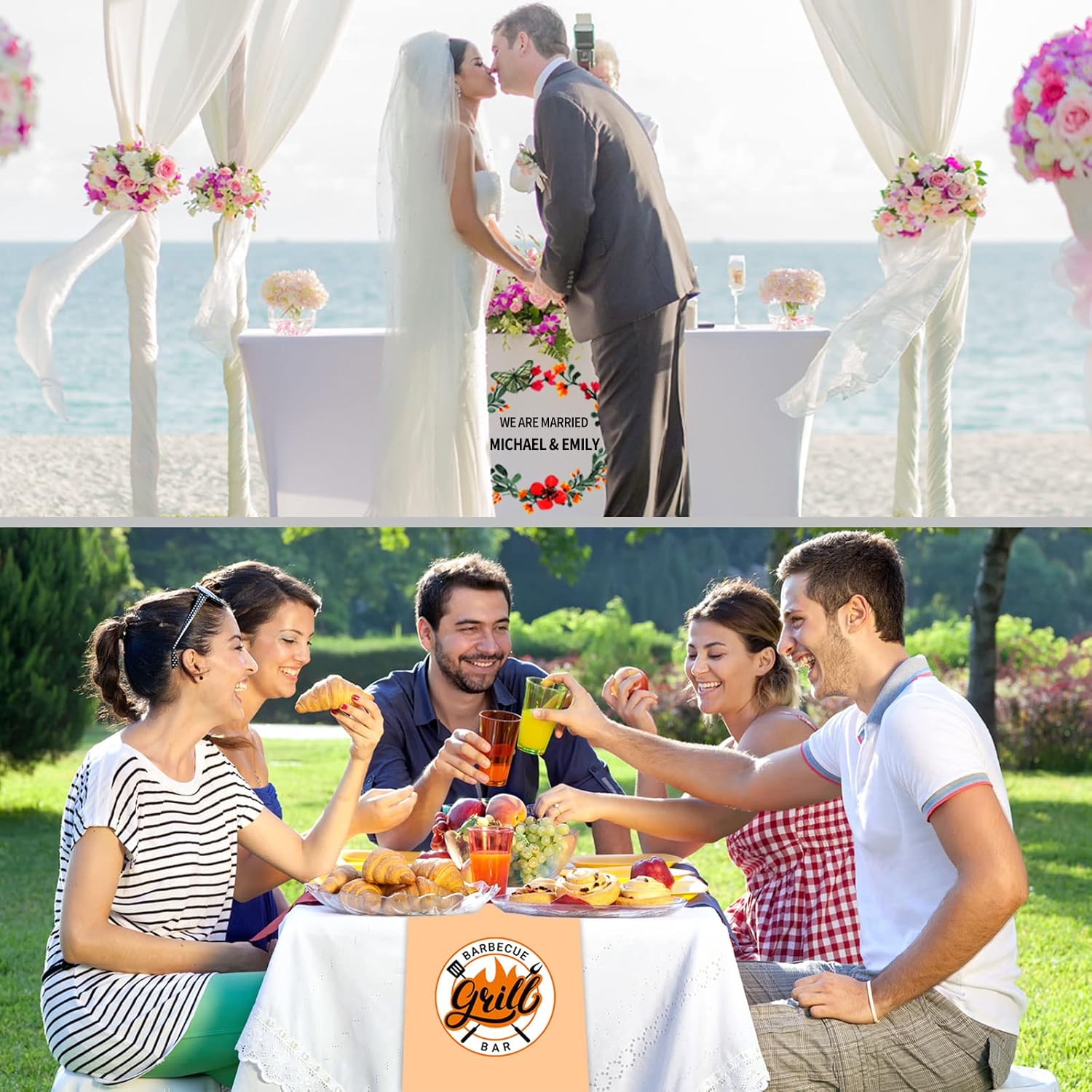 Custom Table Runner with Business Logo Text 13x72 Inches