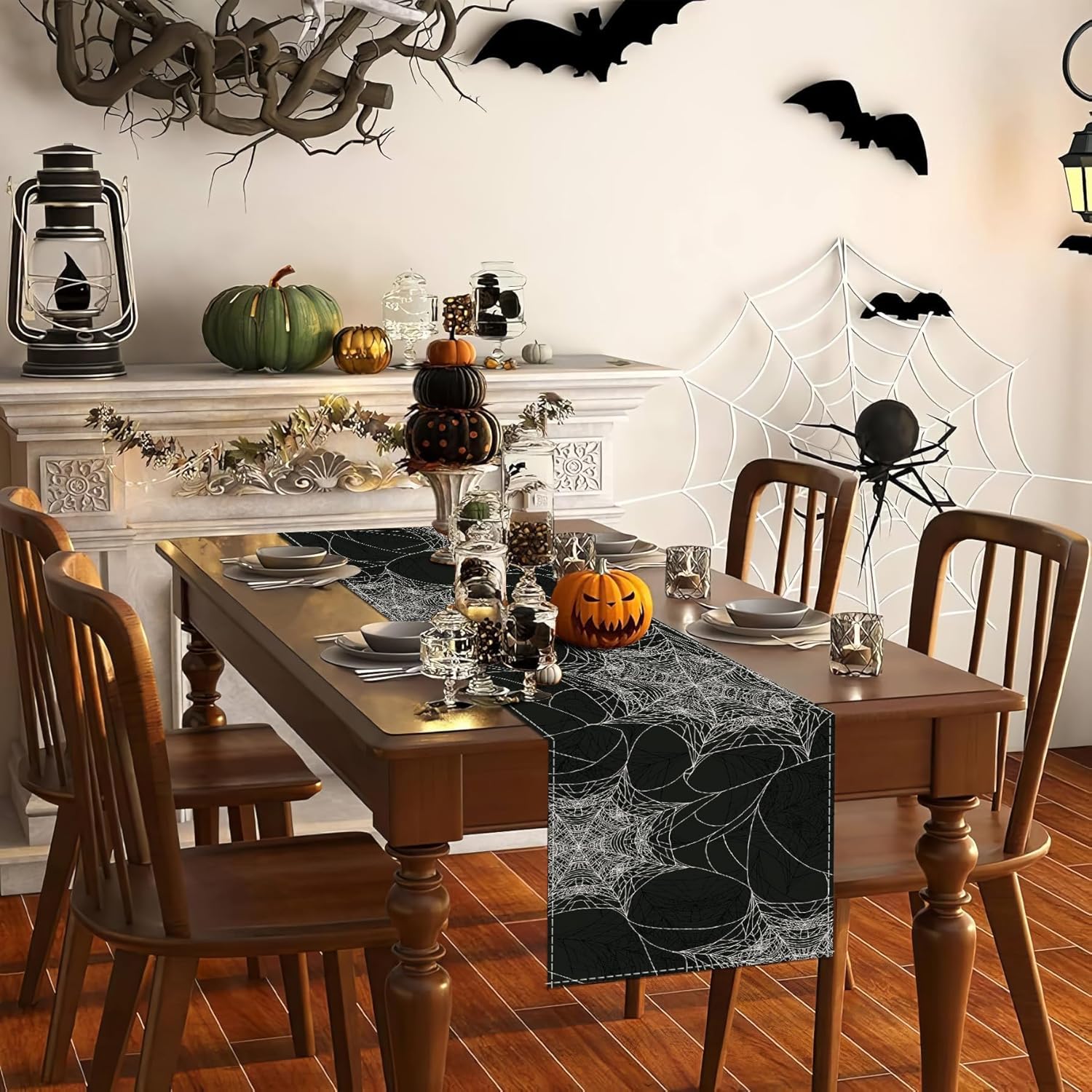 PROCIDA Halloween Spider Web Table Runner 13x72 Inch