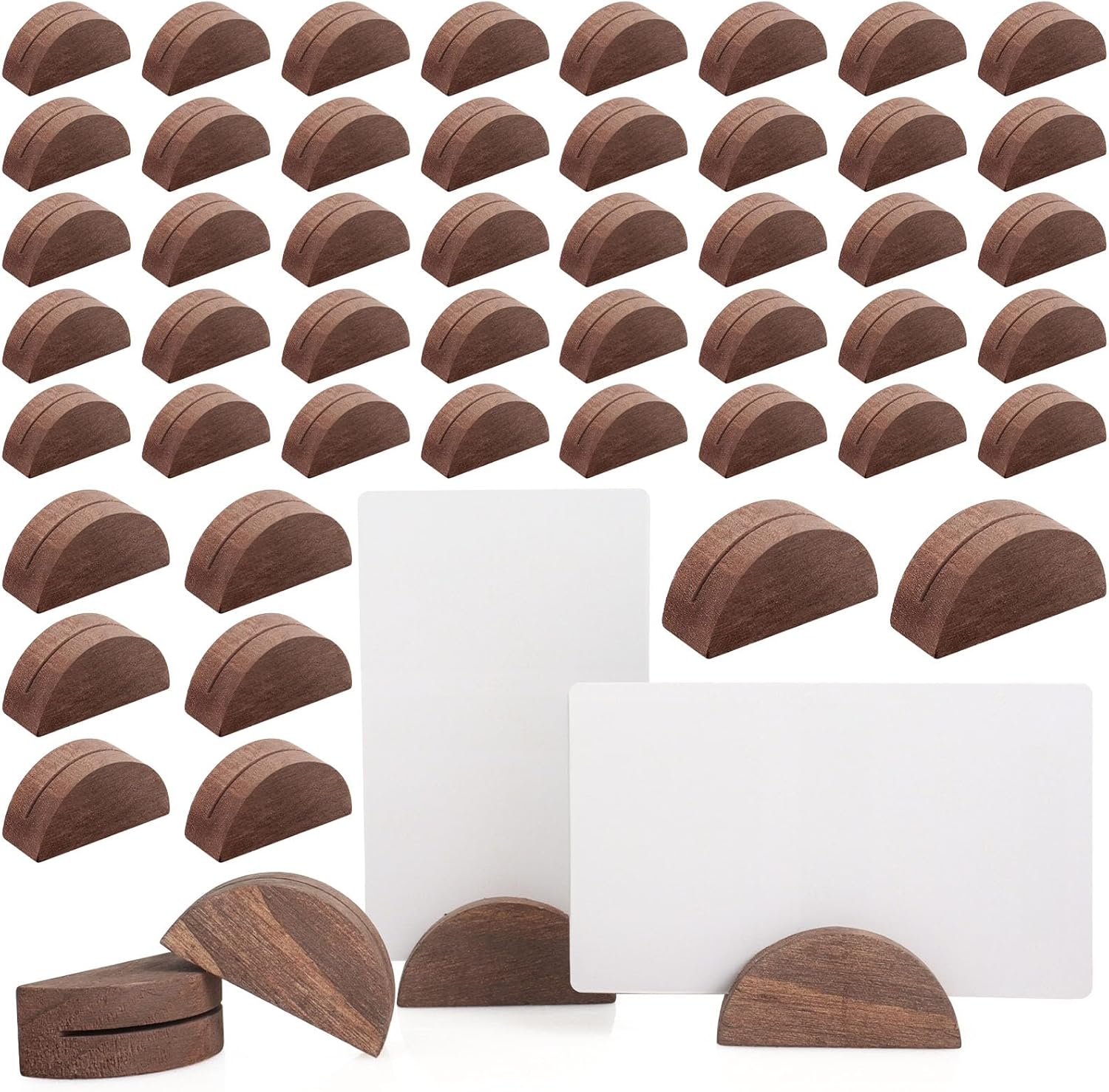 Alffun 50 Pcs Wooden Table Number Stands for Events