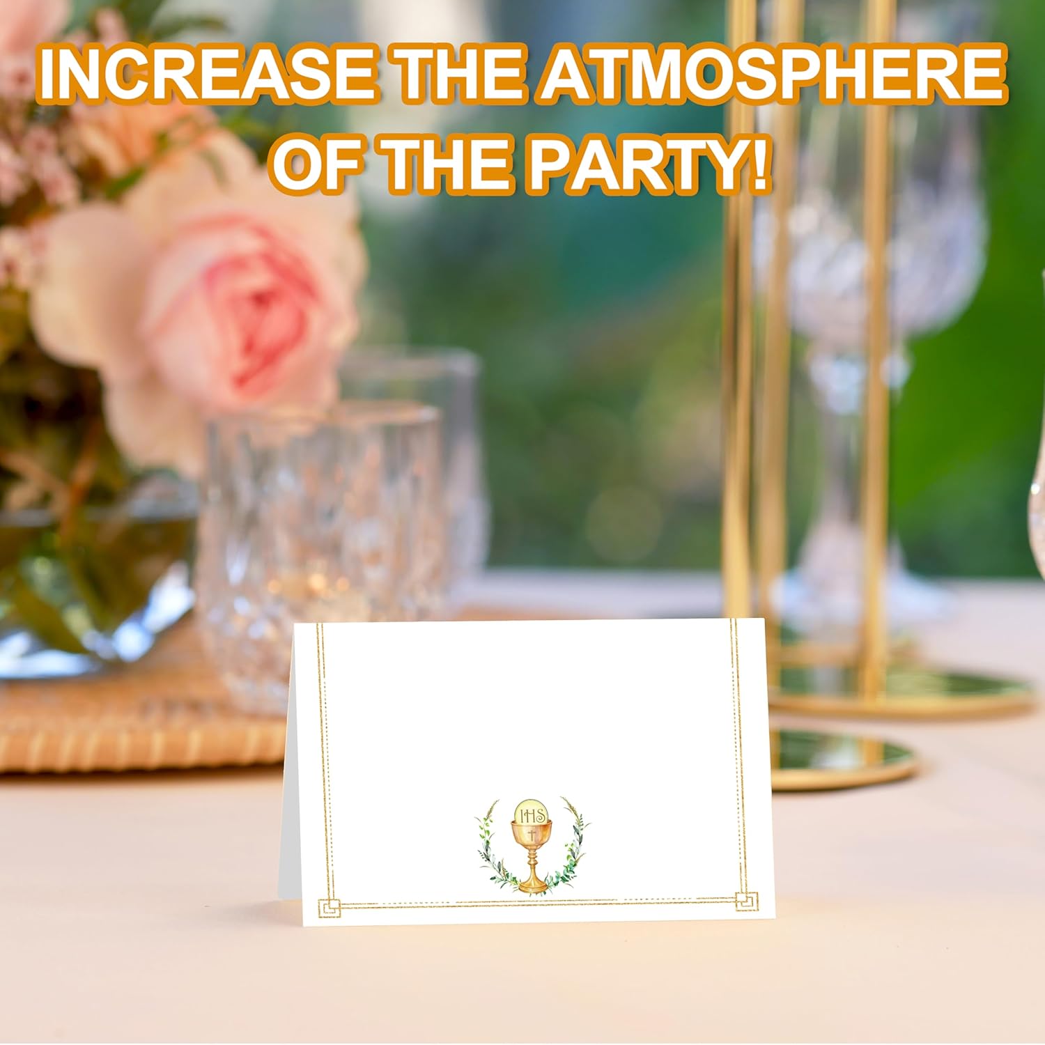 Gold Foil Baptism Place Cards for Boys Girls - 25pc Set