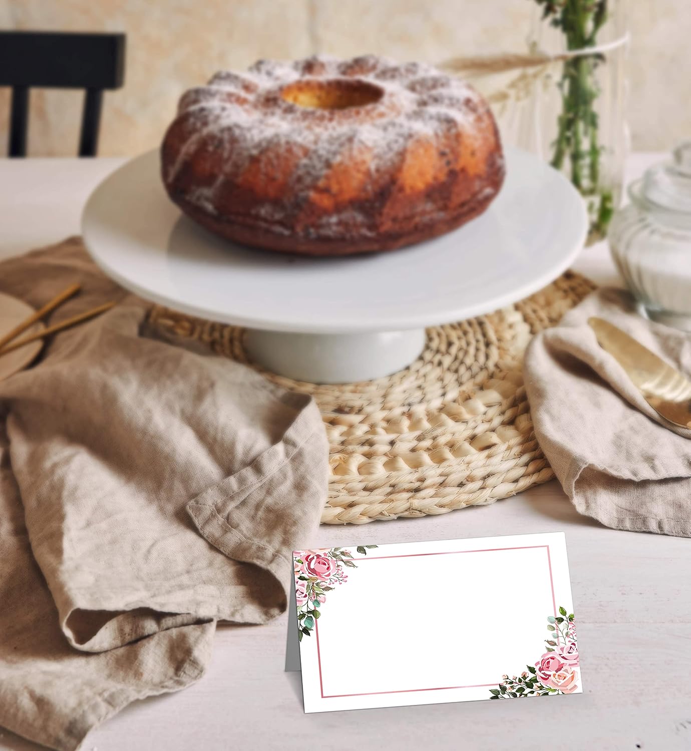 Boho Blush Pink Floral Place Cards Set 25 Pcs