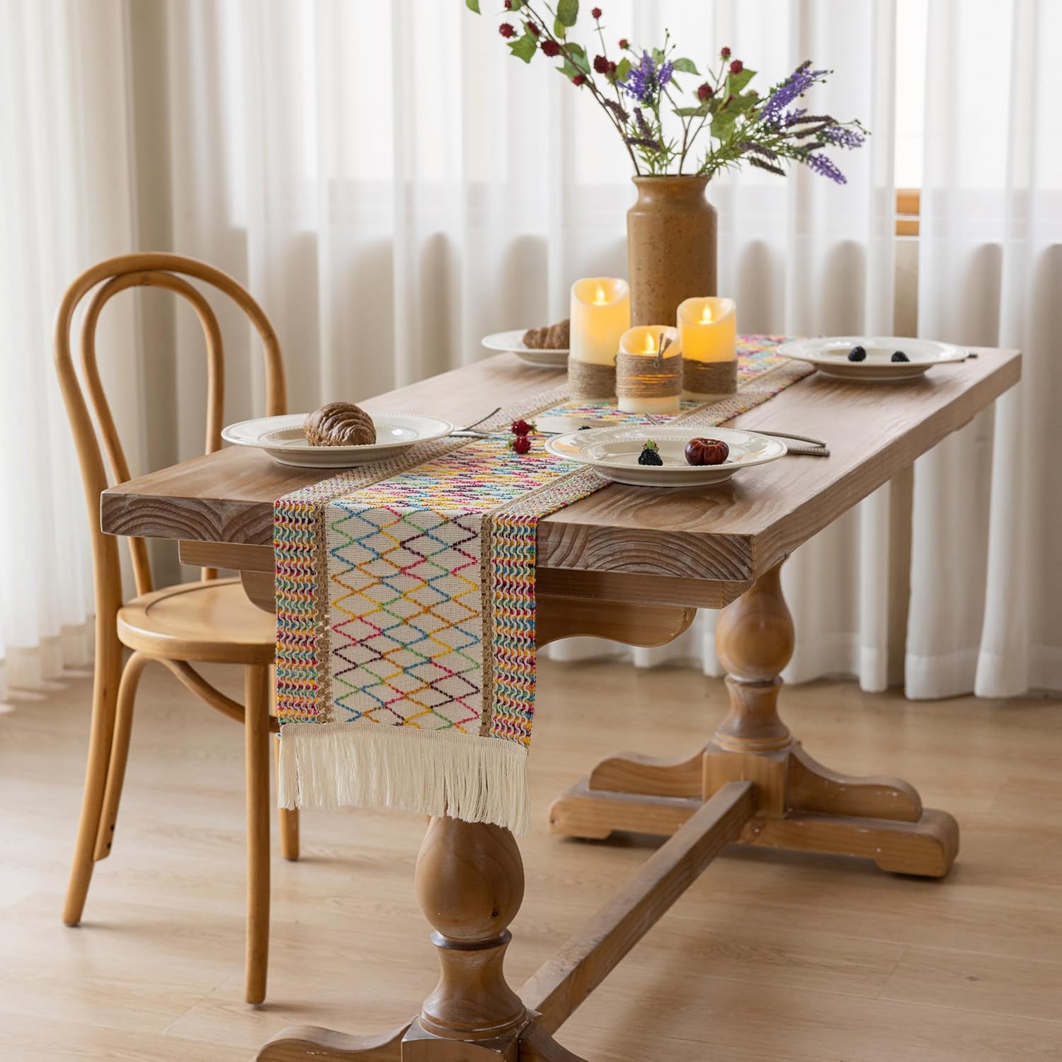 Boho Table Runner for Home Decor 12x48 Inches