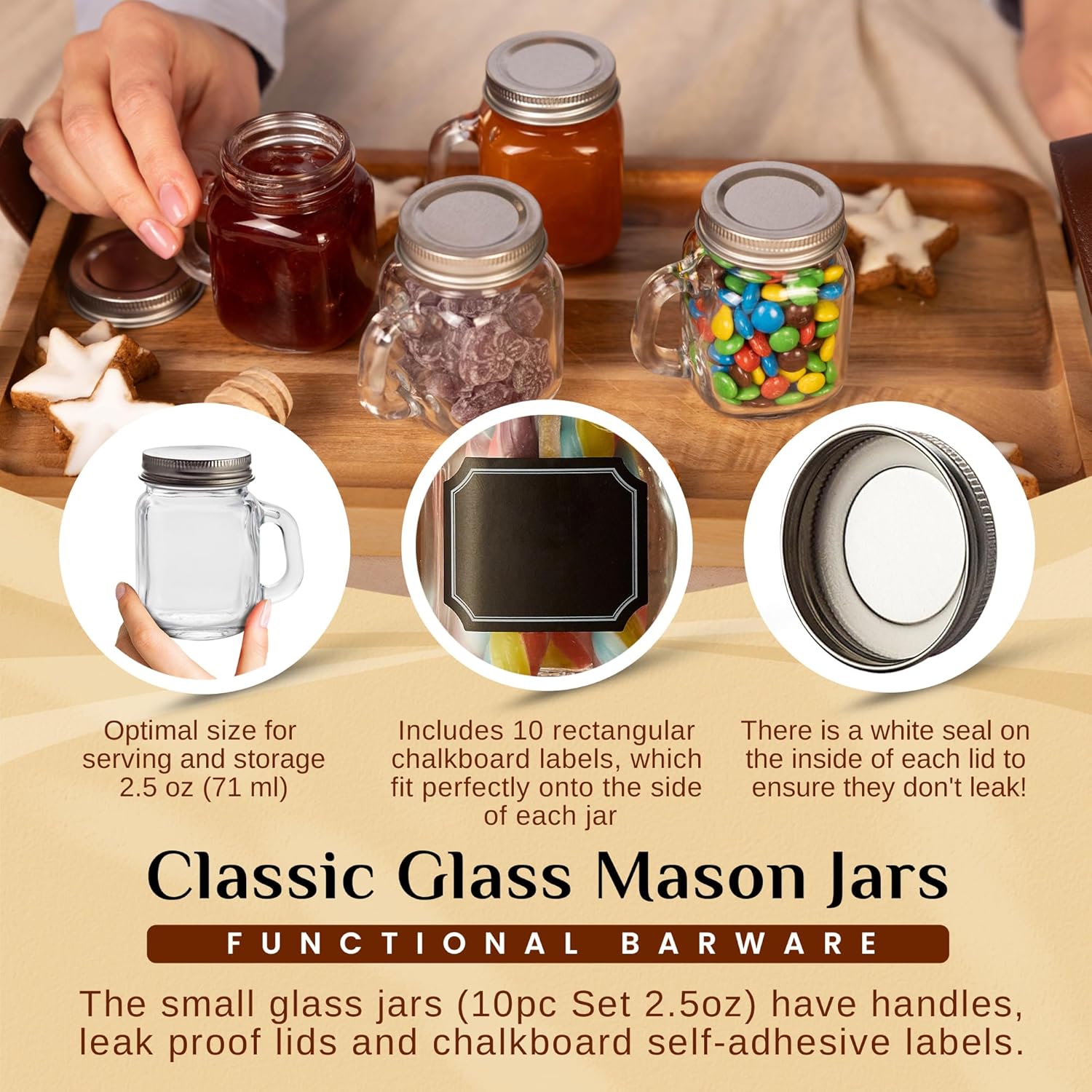 25 Oz Small Mason Jars with Lids 10 Pack