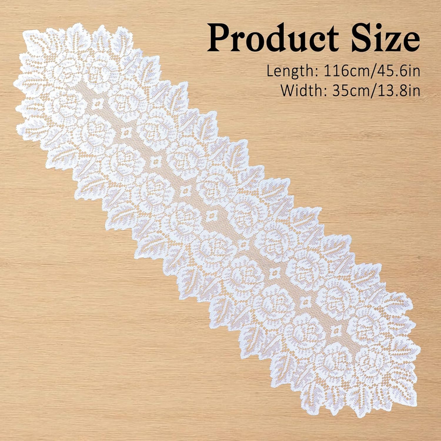 White Boho Table Runner with Lace Design