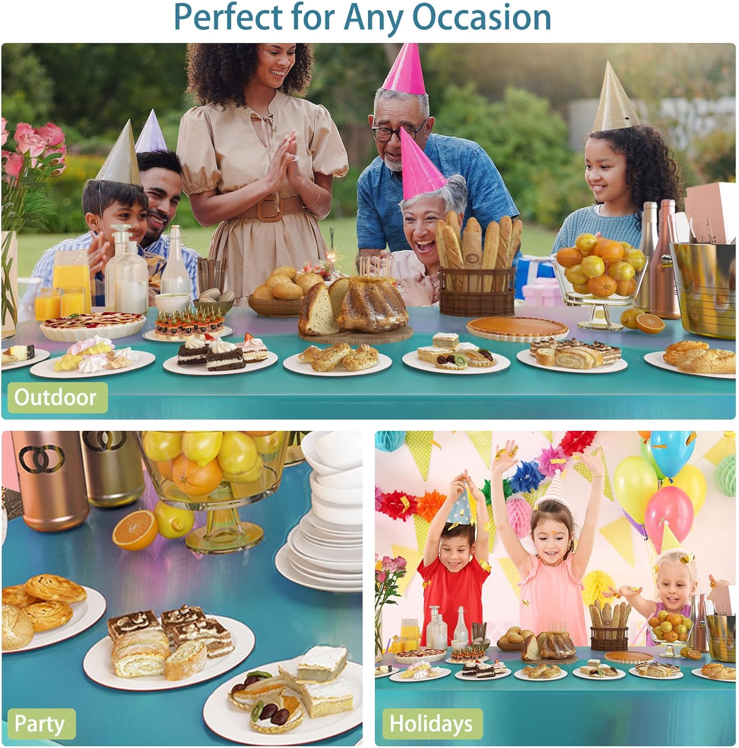 4 Pack Iridescent Plastic Tablecloths for Rectangle Tables