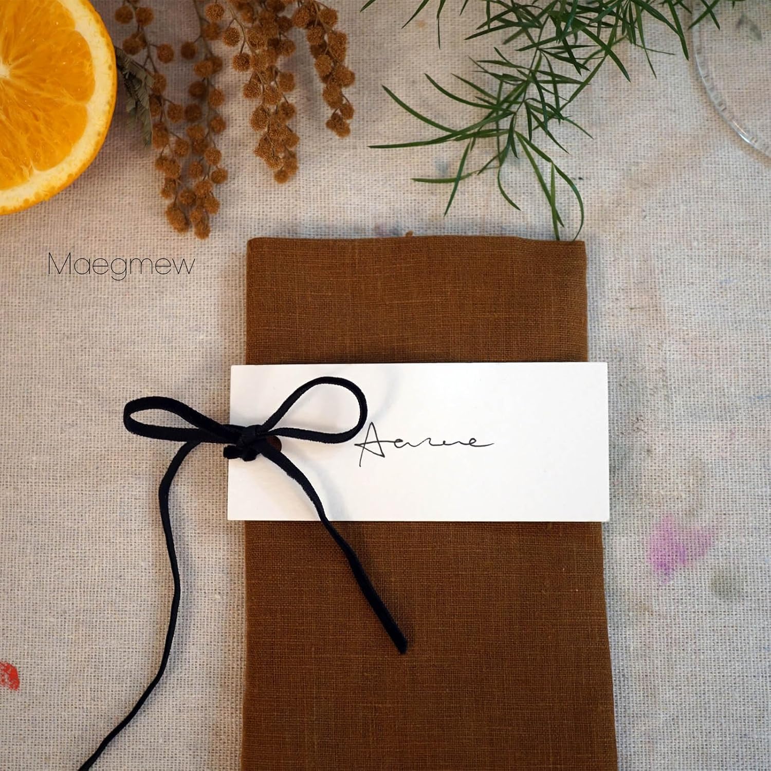 50 Pcs Place Cards with Velvet Ribbons for Wedding Events