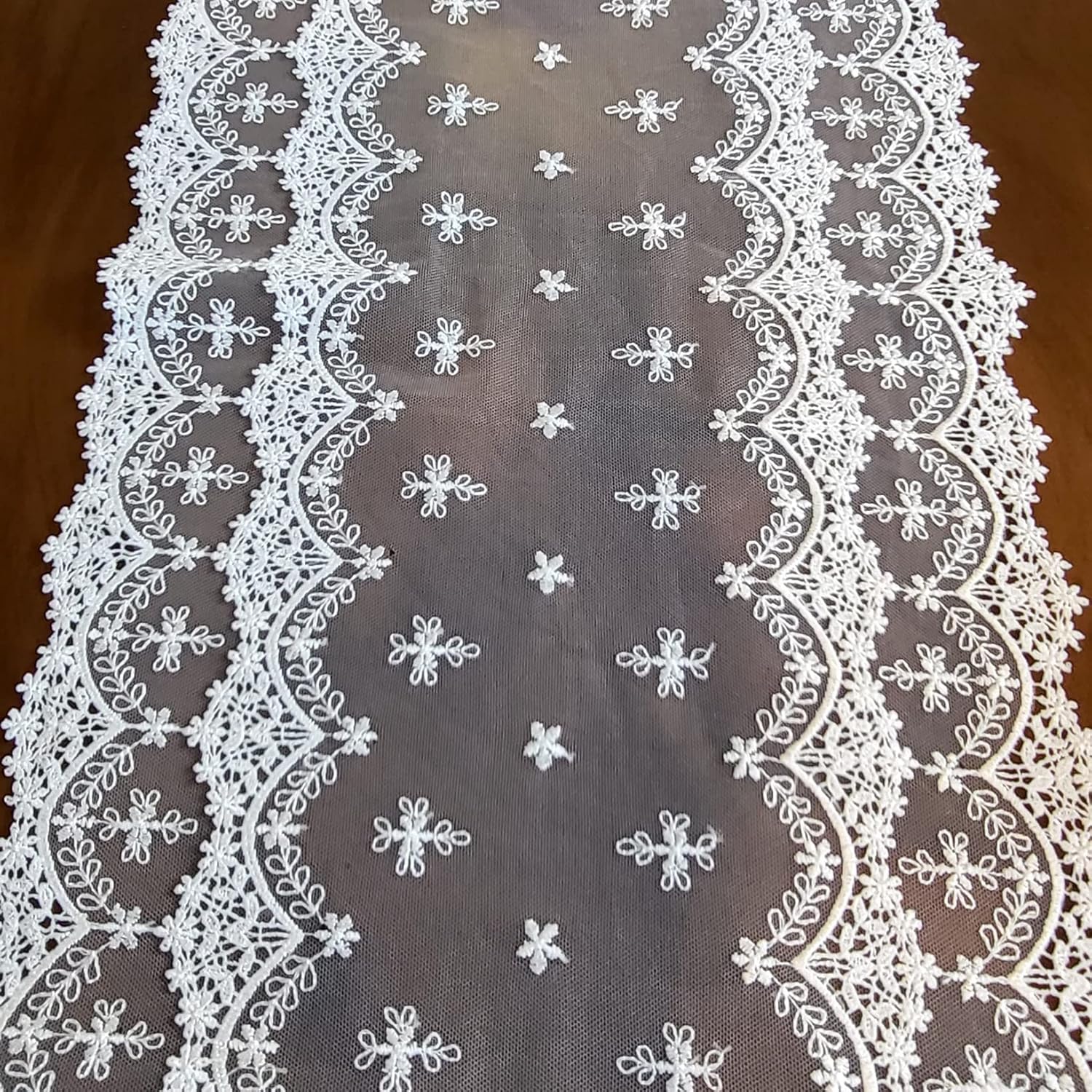 Lacely Inicia Table Lace Runner 12x86 Inch White Decor