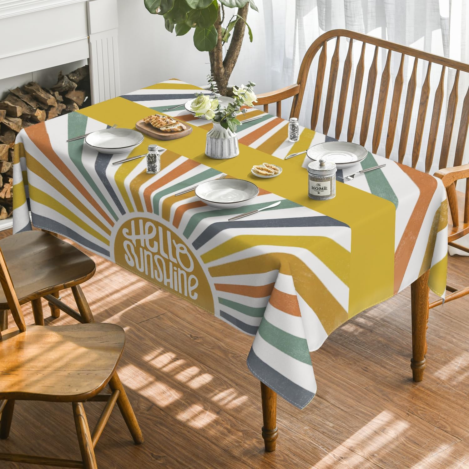 Horaldaily Summer Tablecloth 60x84 Inch Rainbow Party Decor