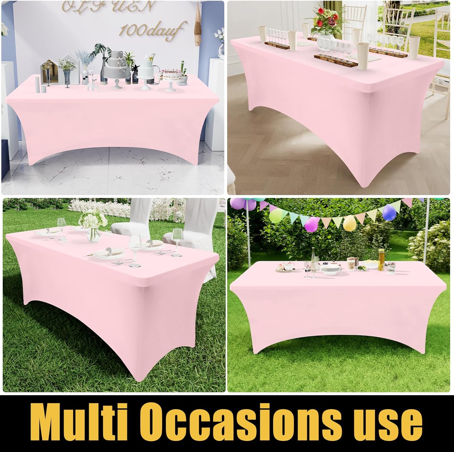 Smiry 2 Pack Spandex Table Cloth 4FT Pink