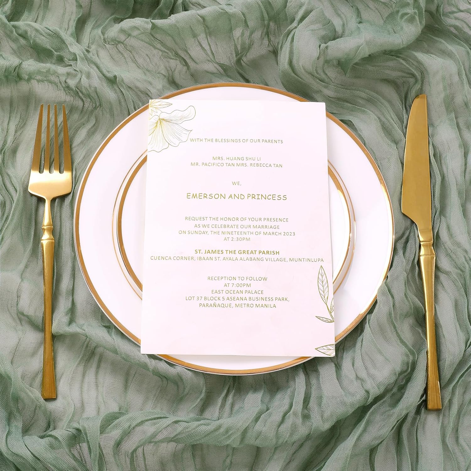 Sage Green Cheesecloth Table Runner 10ft 12 Pack