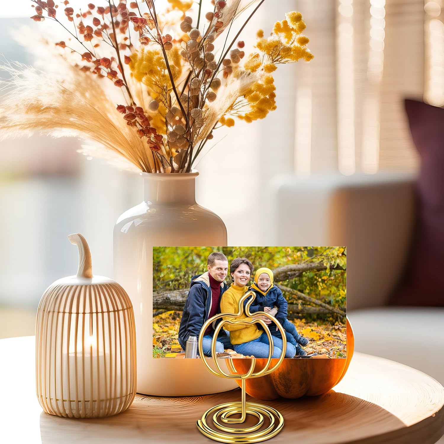 Rtteri 30 Pcs Fall Pumpkin Photo Holders for Centerpieces