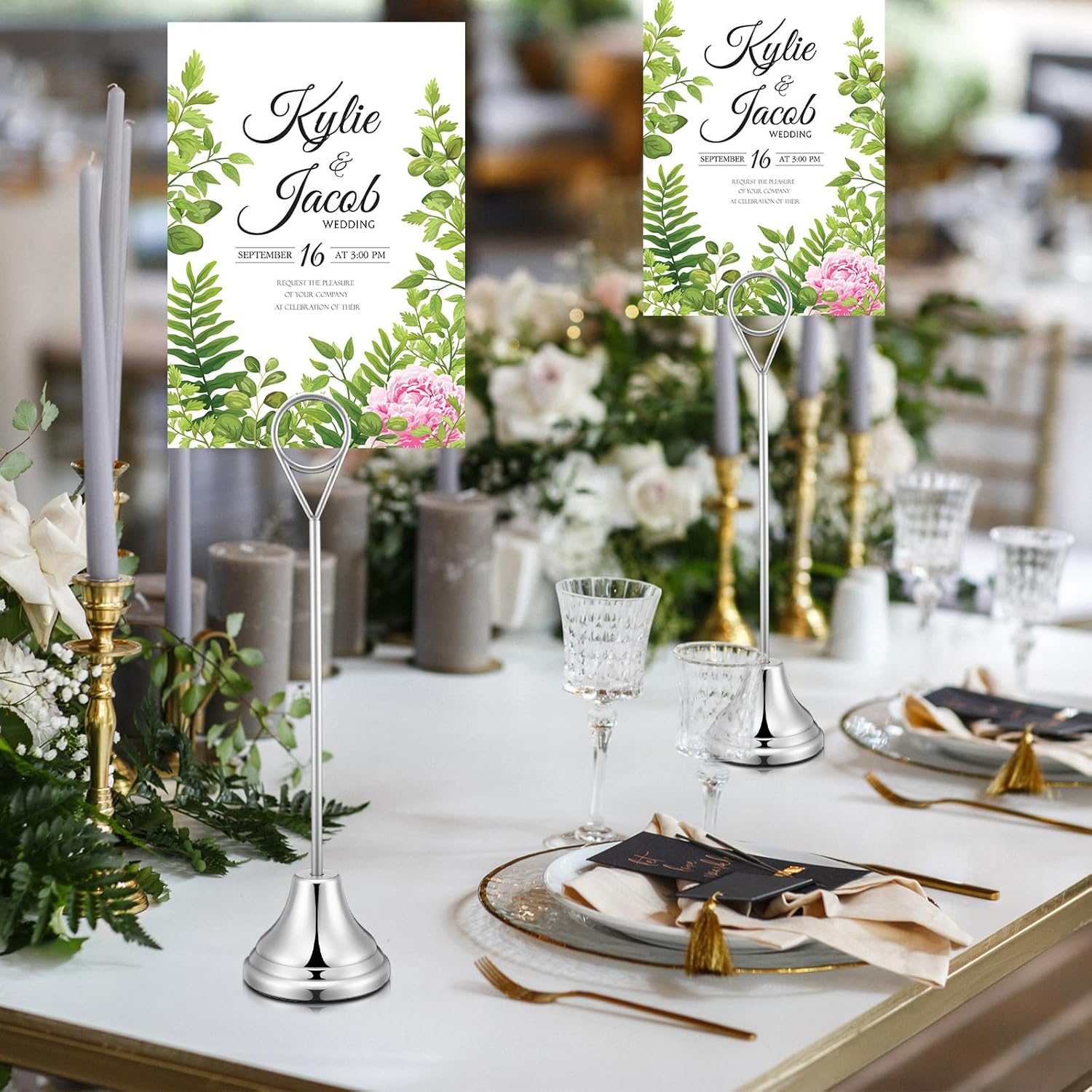 Marspark 16 Pcs 8 Inch Metal Table Number Holders Silver