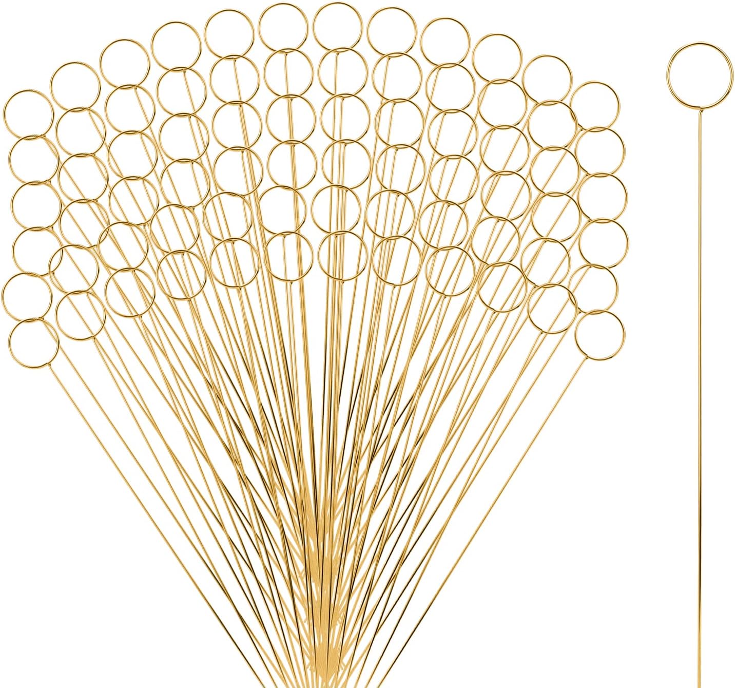 80 Piece 136 Inch Gold Floral Place Card Holder Stick