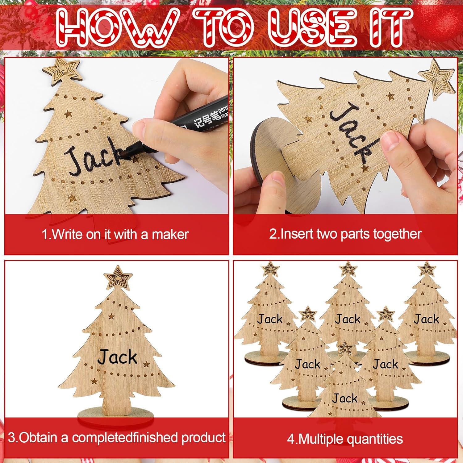 Cholemy 12 Piece Christmas Tree Place Card Holders