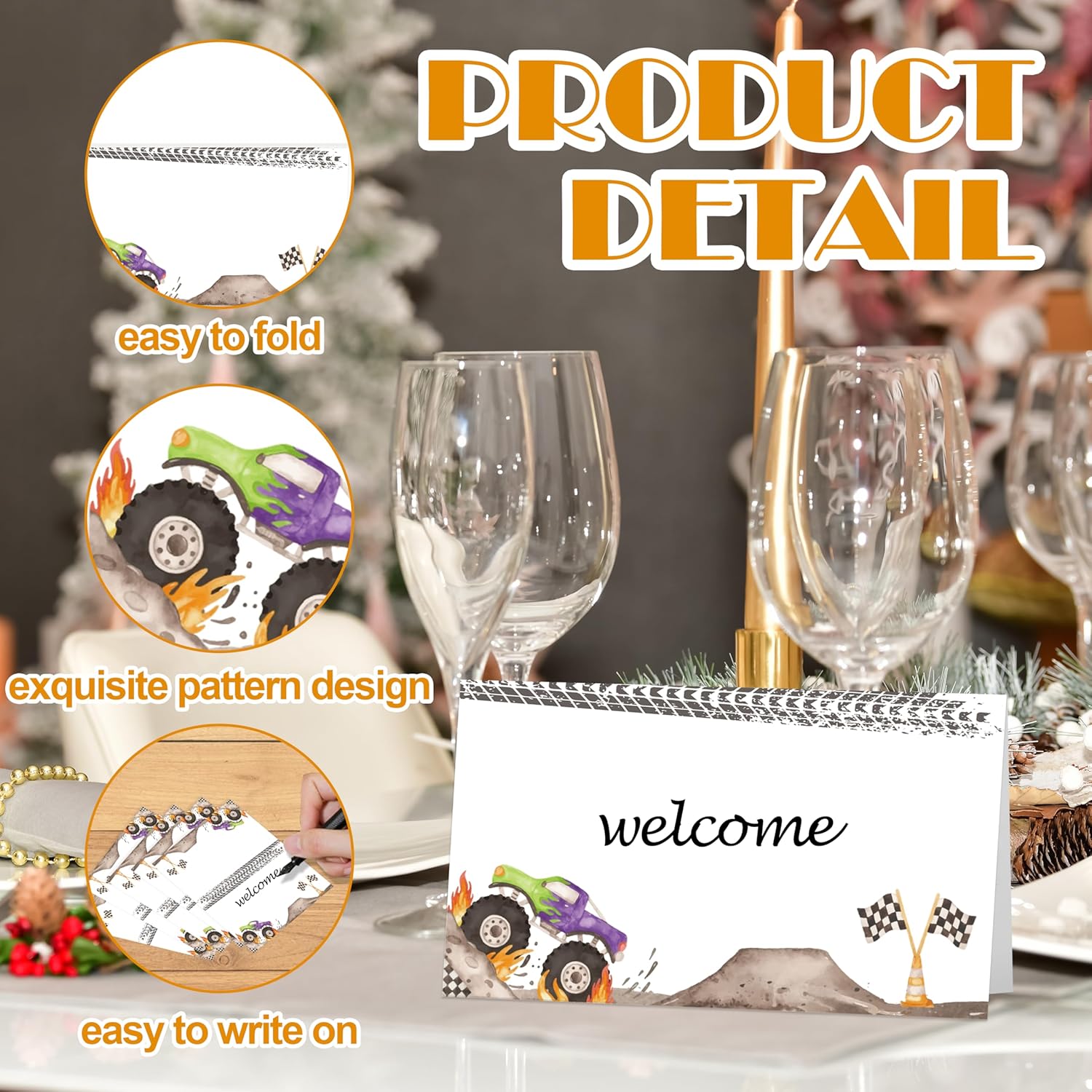 Monster Truck Place Cards For Party Table Settings