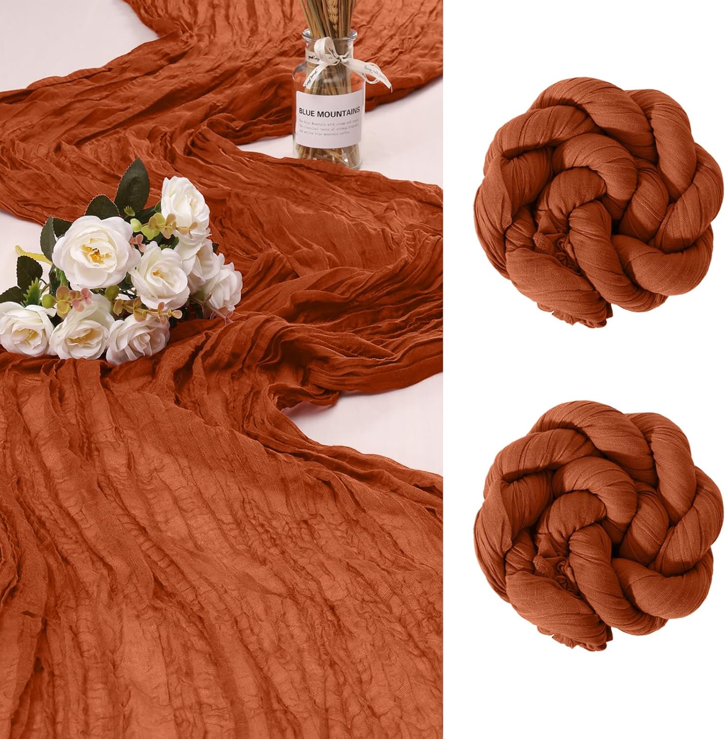 2 Pack Cheesecloth Table Runners 10ft Boho Wedding Decor