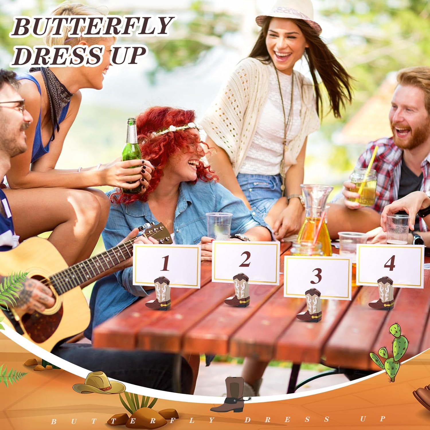 Kigley 18 Pcs Wooden Cowboy Boots Place Card Holders