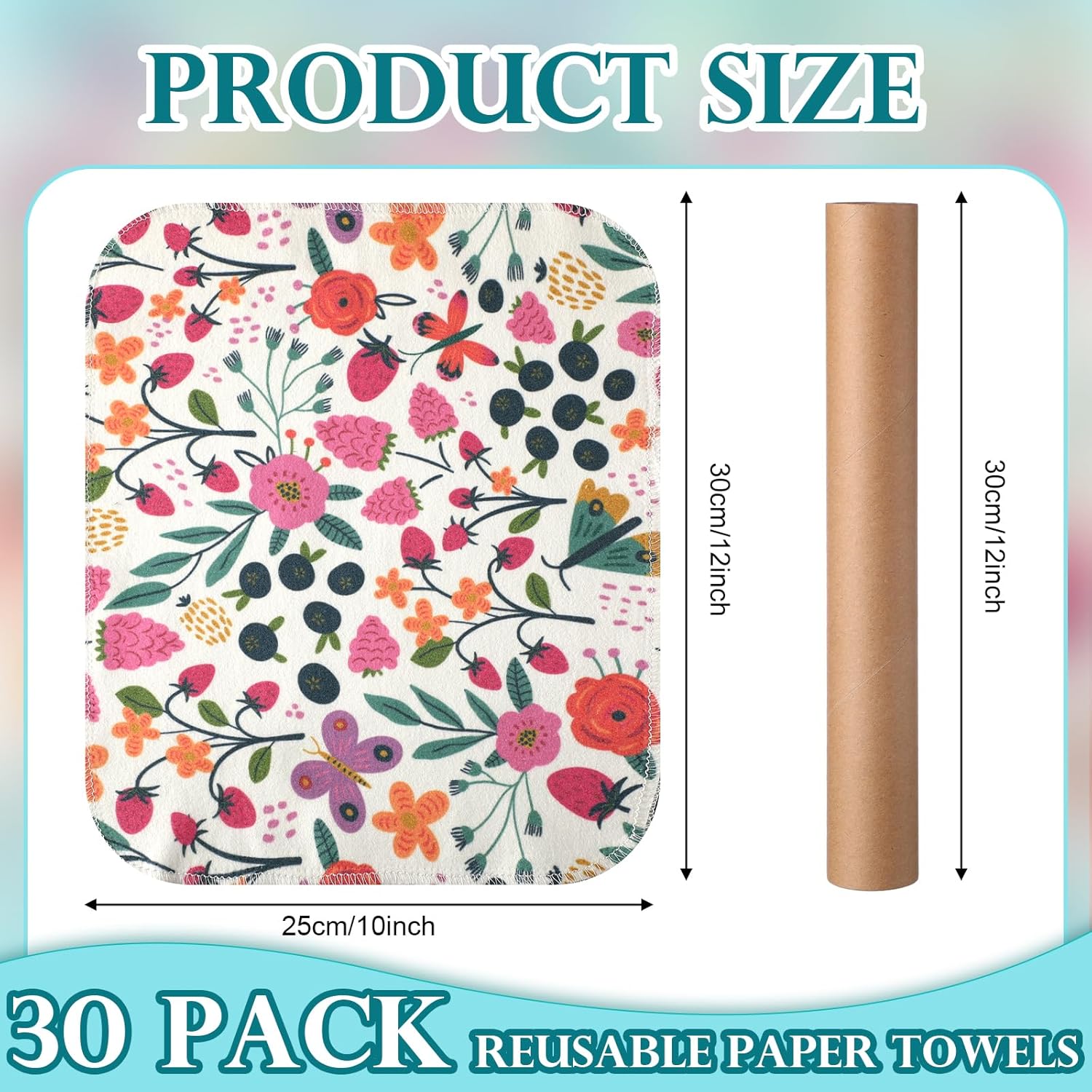 Redbaker 30 Pcs Reusable Cotton Towel Rolls with Cardboard