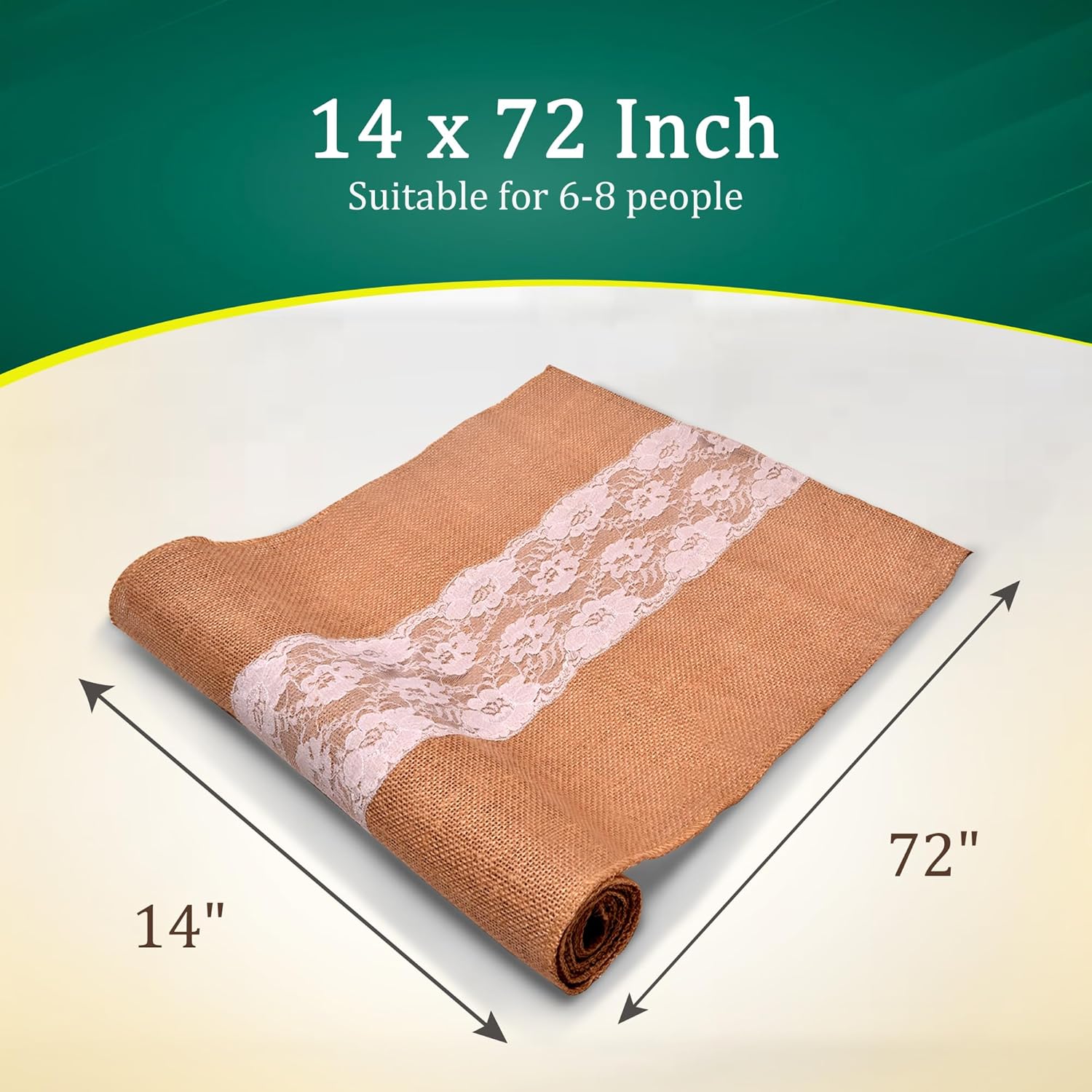 Elegant Burlap Lace Table Runner Pack of 3 14x72