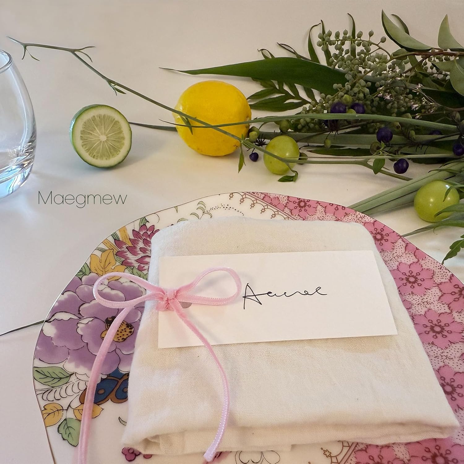 50 Pcs Place Cards with Velvet Ribbons for Weddings and Parties