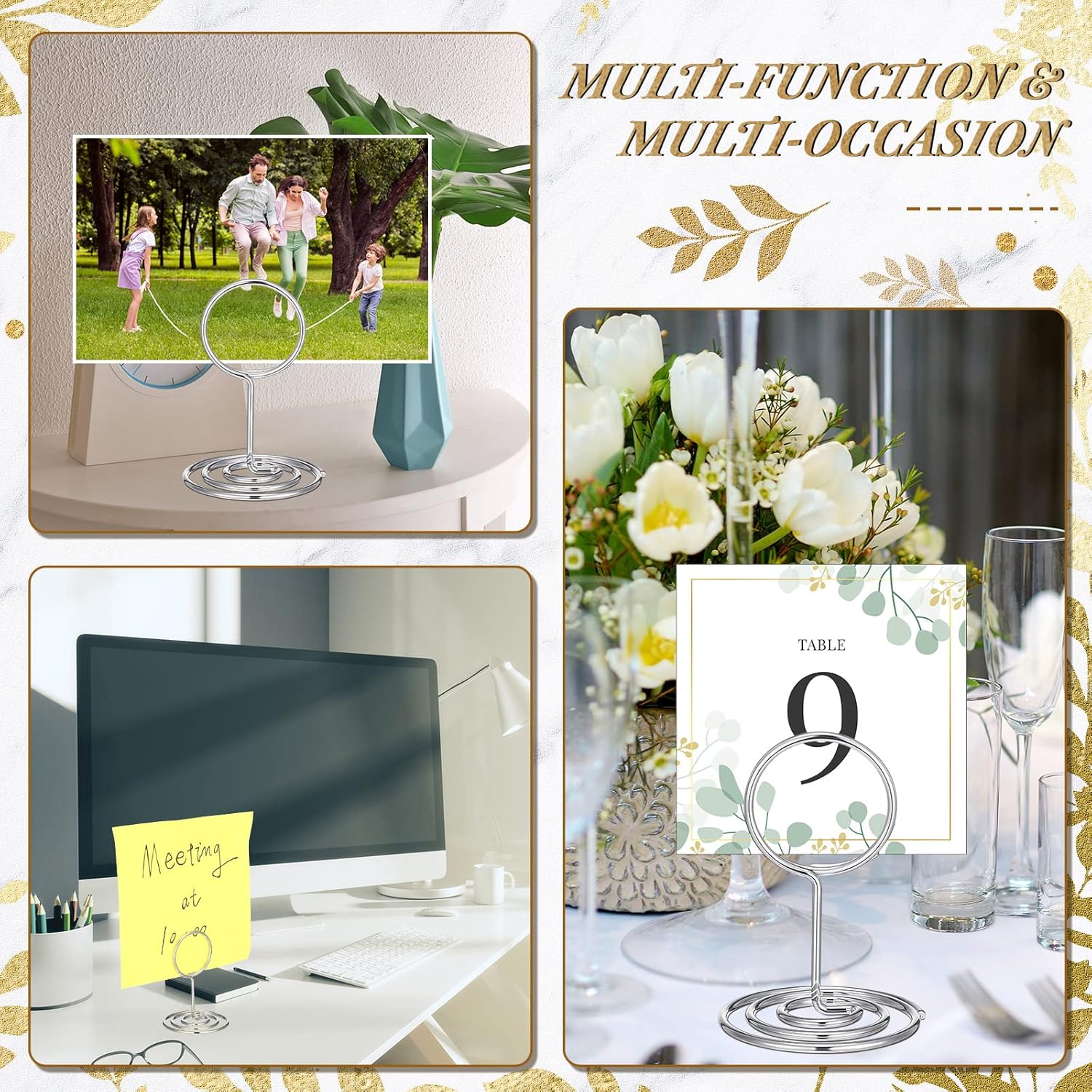100 Mini Place Card Holders - 2 Inch Silver Table Number Stands