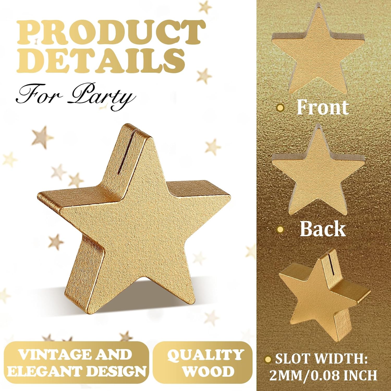 Kigley 24 Pcs Star Wooden Table Place Card Holders