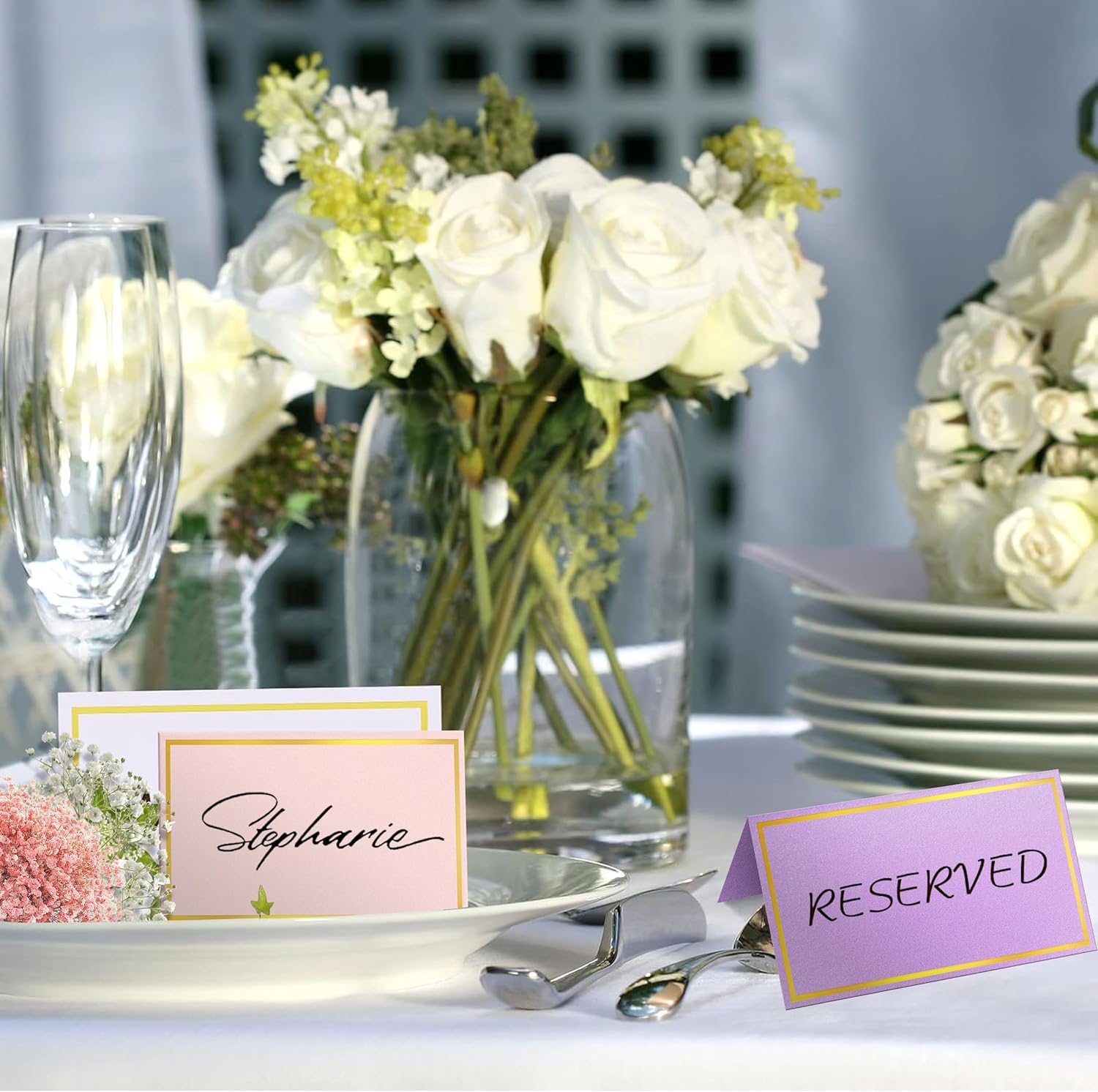 100 Pack Gold Foil Place Cards for Wedding and Events