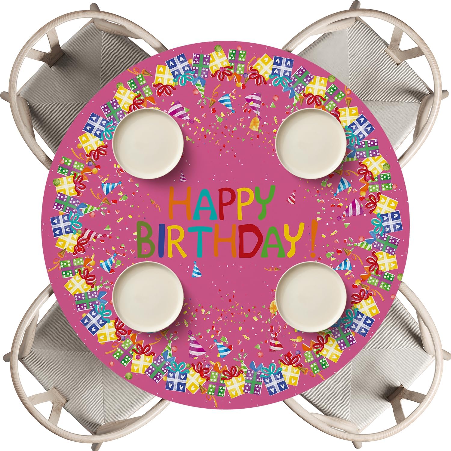 Horaldaily Birthday Tablecloth for 45-56 Round Table