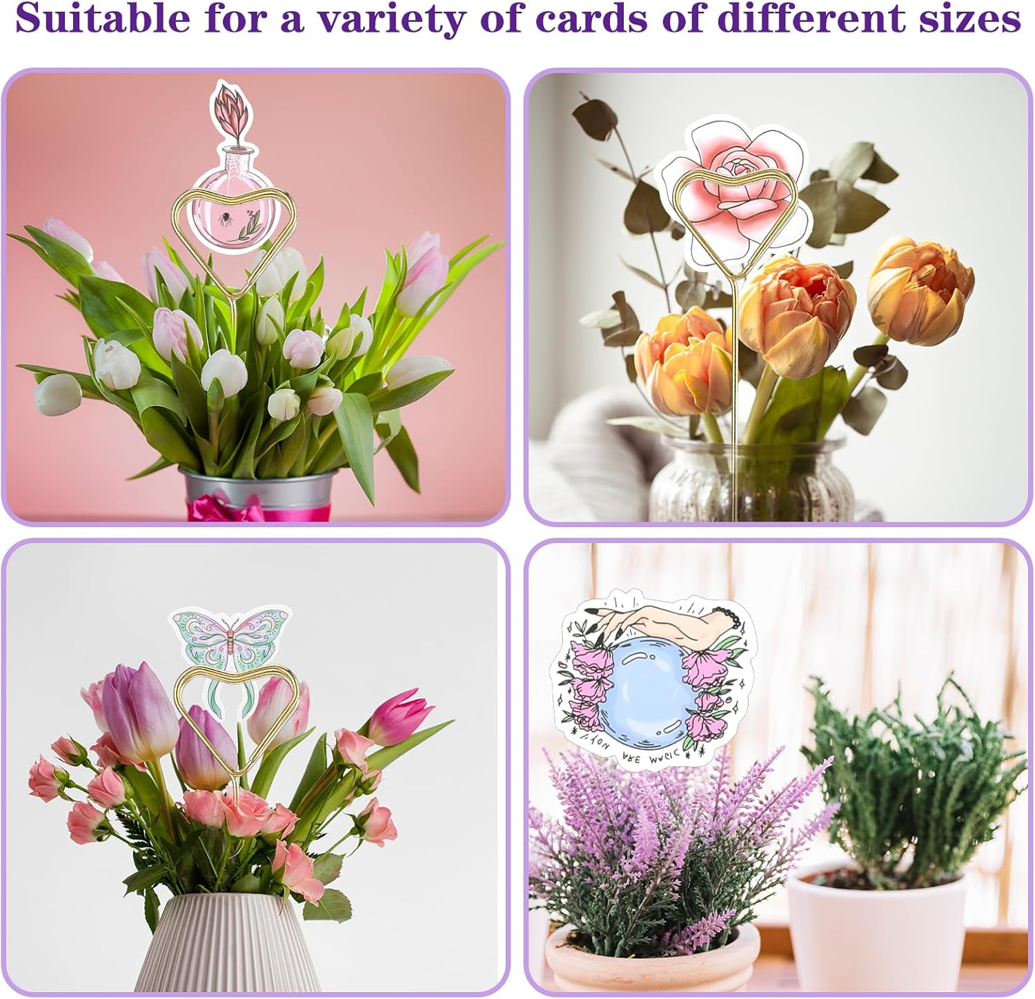 20pcs Metal Flower Card Holder Stick for Wedding and Floral Arrangements