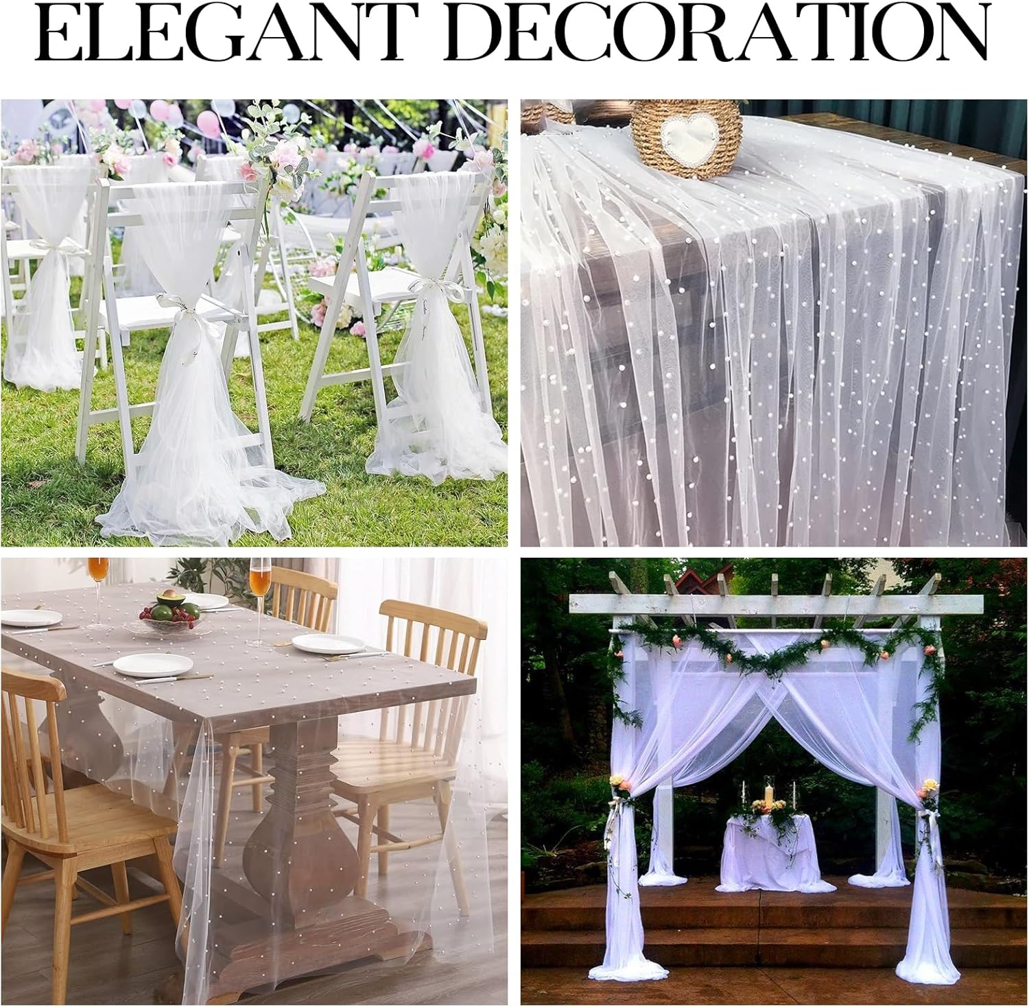 Pearl Table Runner Set of 2 White 10 Ft Wedding Tablecloth