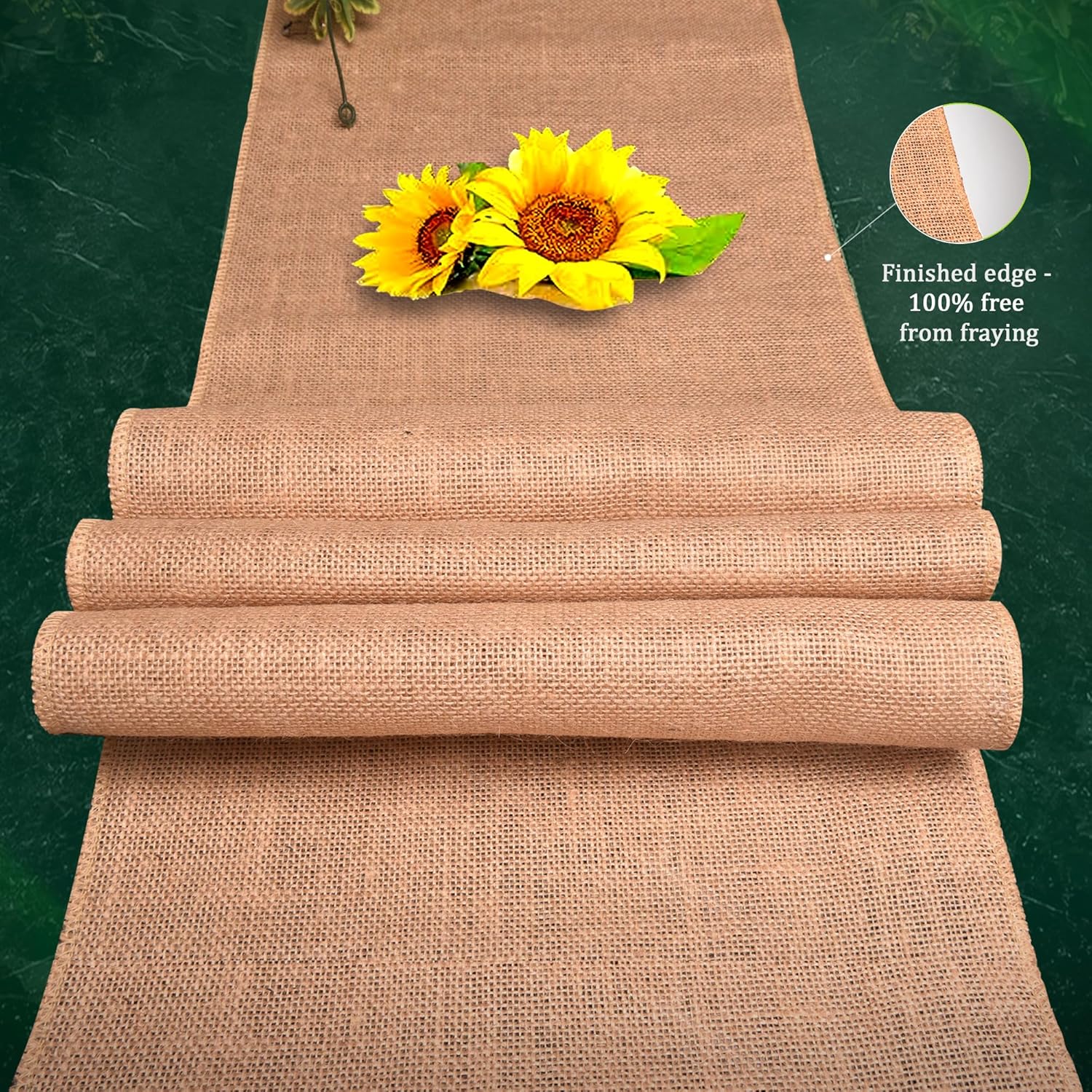 FIBEUSION Burlap Table Runners Pack of 3 12x108