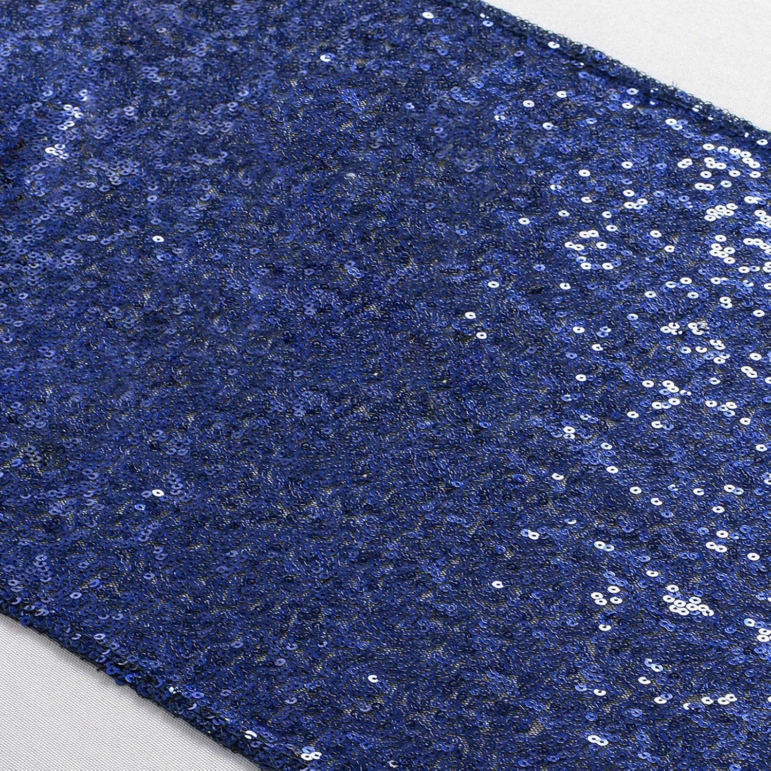 ShinyBeauty Sequin Table Runner 12x108 Inch Navy Blue Wedding Decor