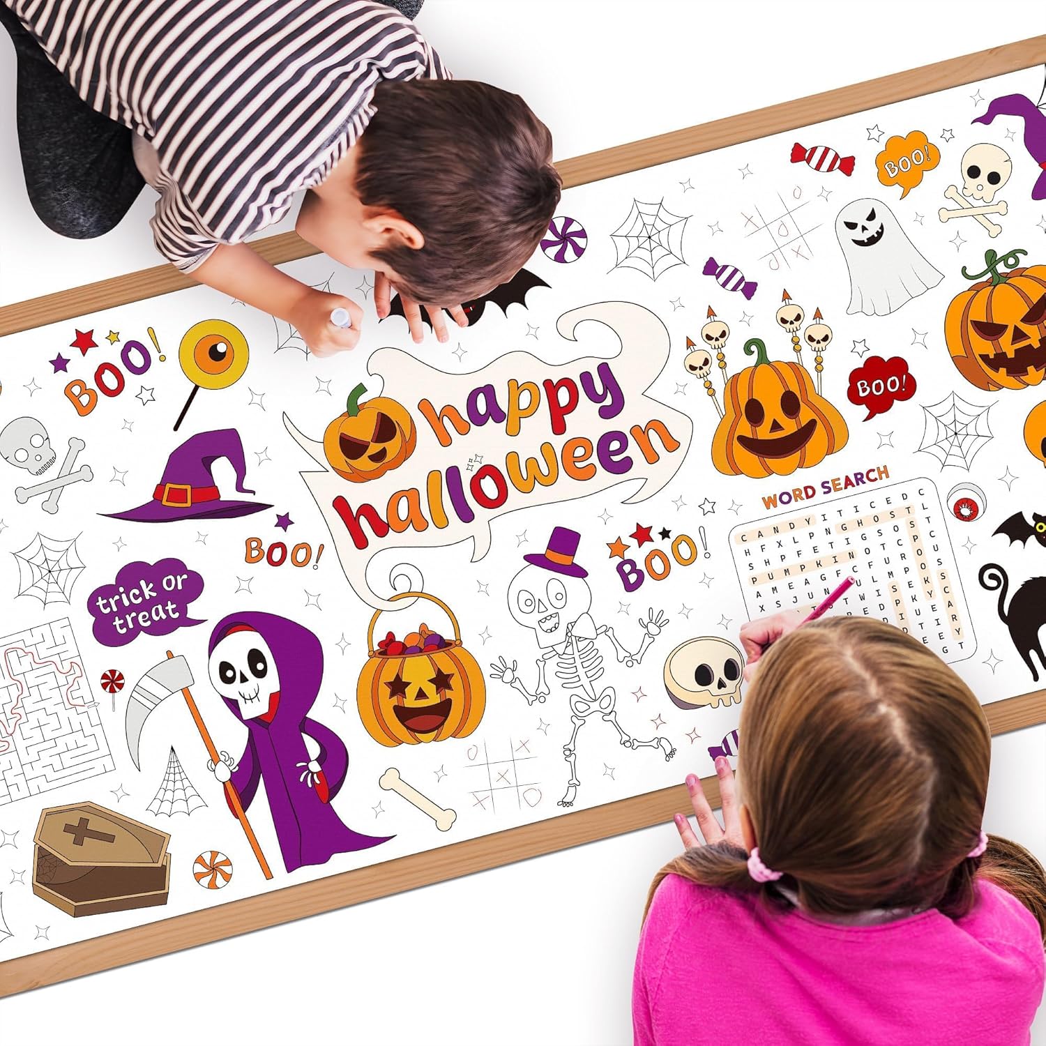 1 Pack Halloween Coloring Tablecloth for Kids