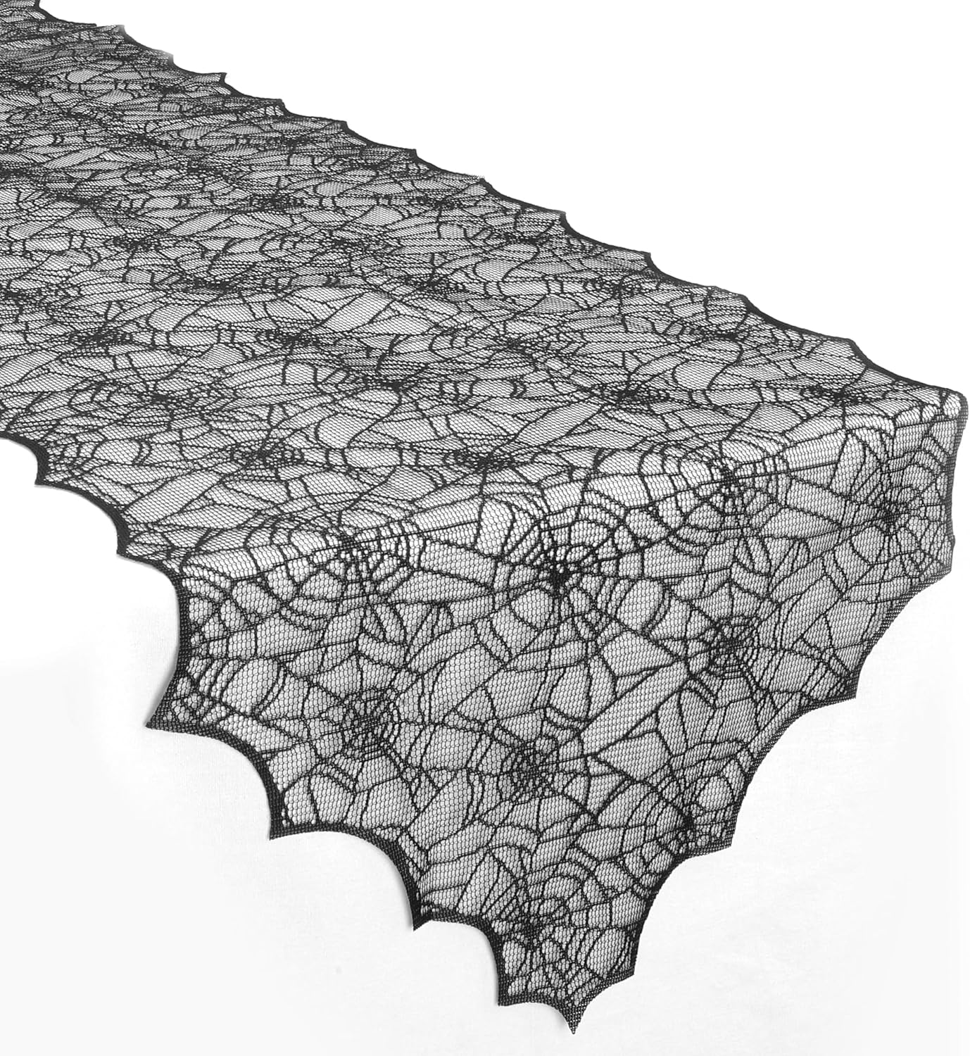 Halloween Table Runner 72 Inch Black Lace Spider Web