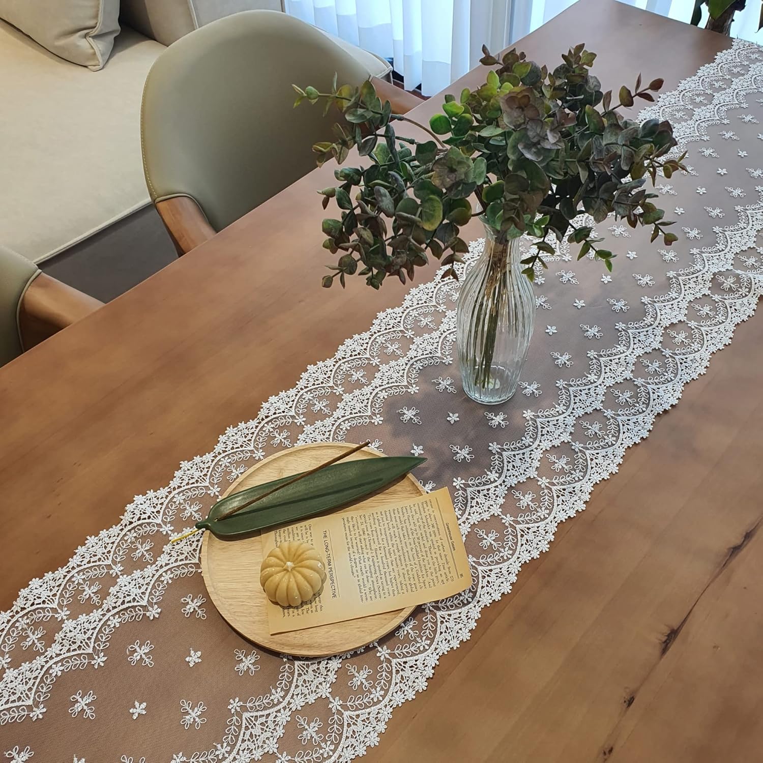 Lacely Inicia Table Runner 12x50 Inch Embroidered White