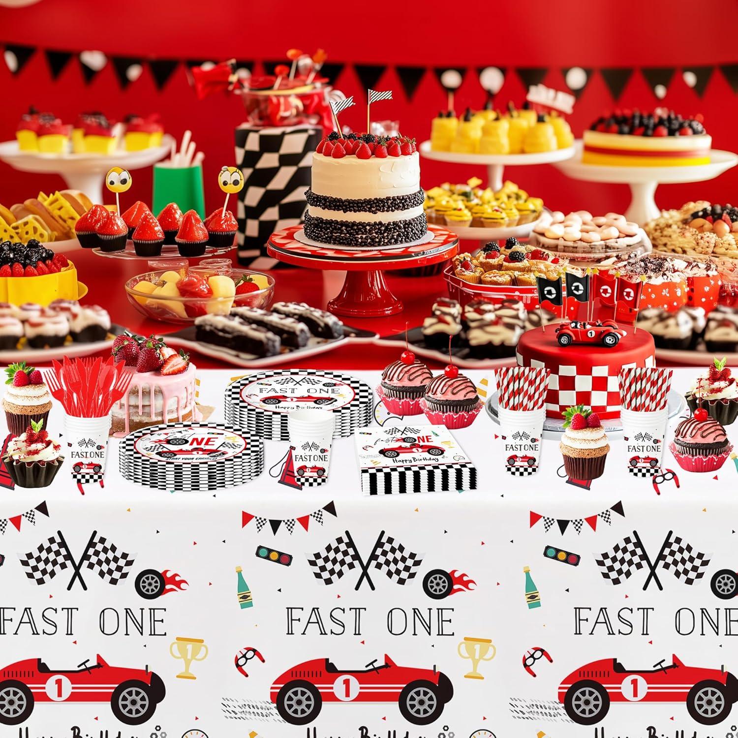 Fast One Birthday Decorations Tablecloth - 3 Pack 86in x 55in