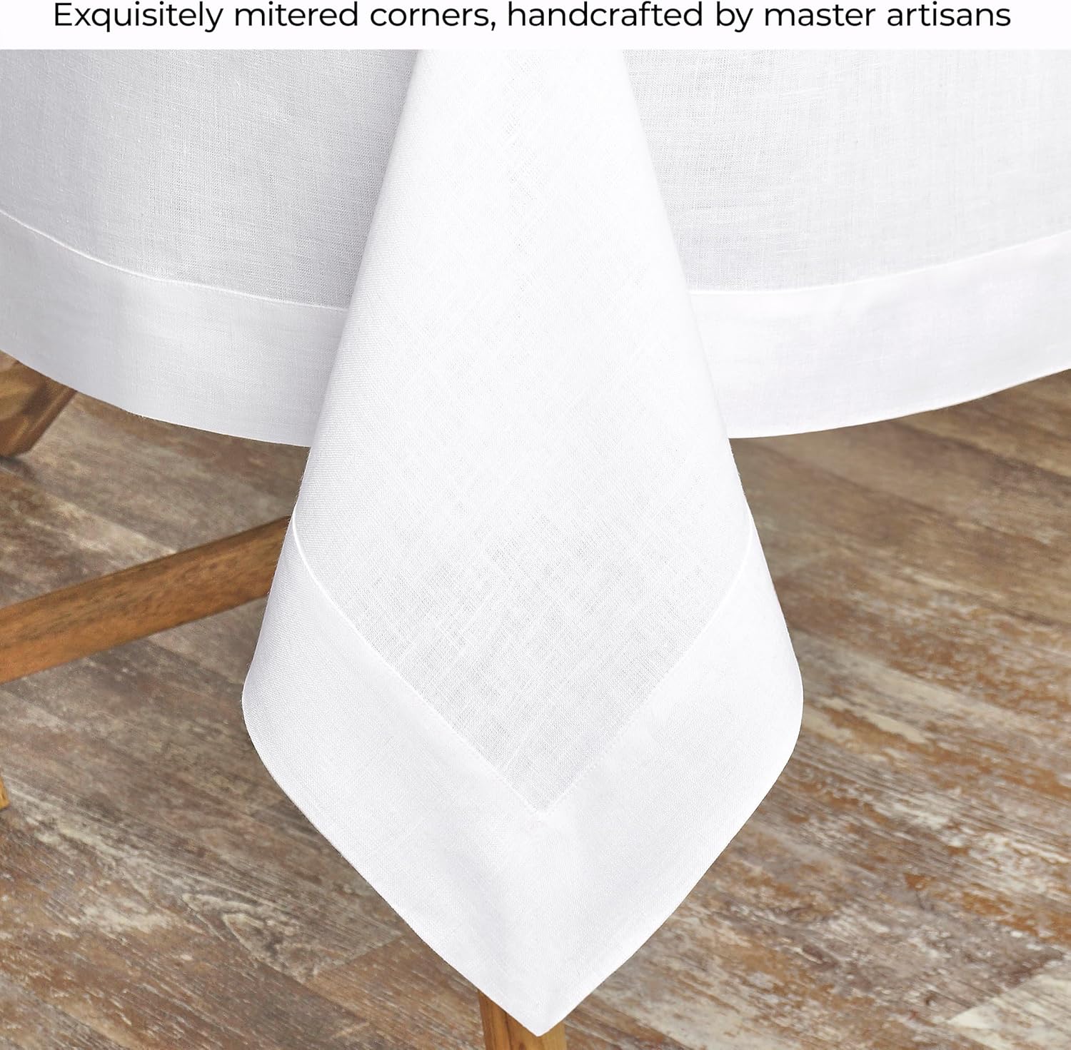 DMoksha Homes White Linen Tablecloth 60x120 Inch