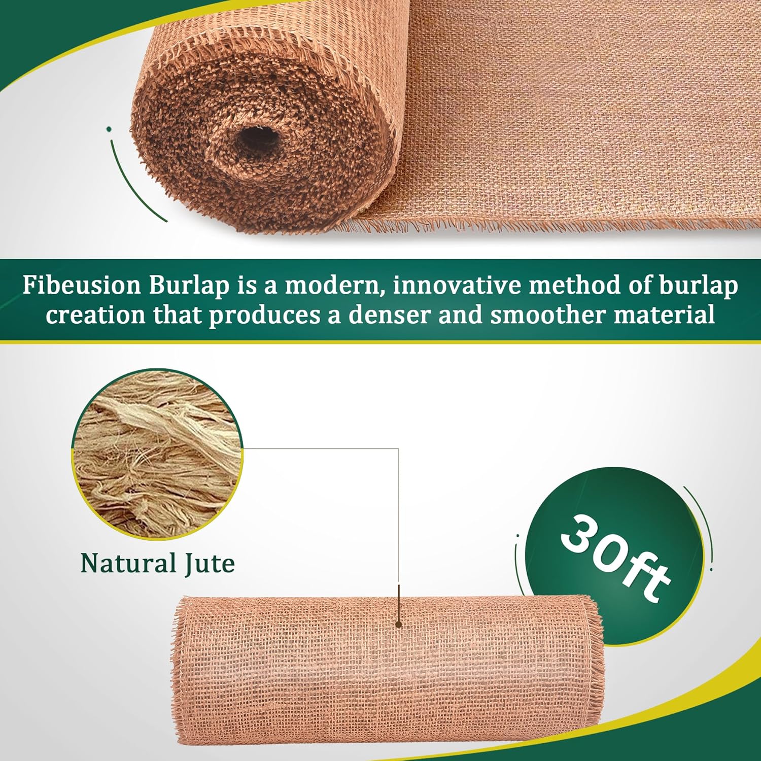 FIBEUSION Stiff Burlap Roll 12 Inch x 30 Feet