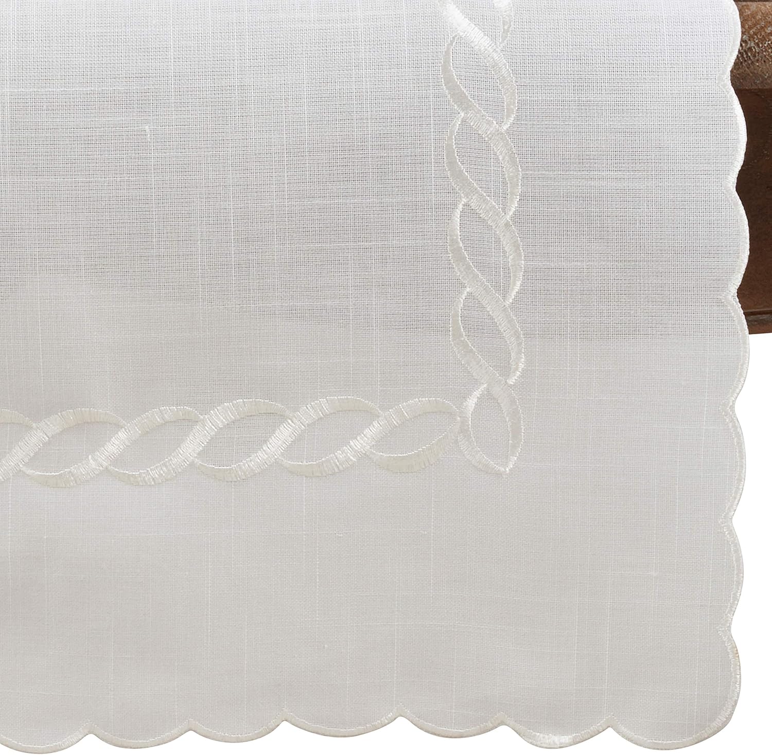 Saro Lifestyle Braided Embroidery Table Runner White 16x68