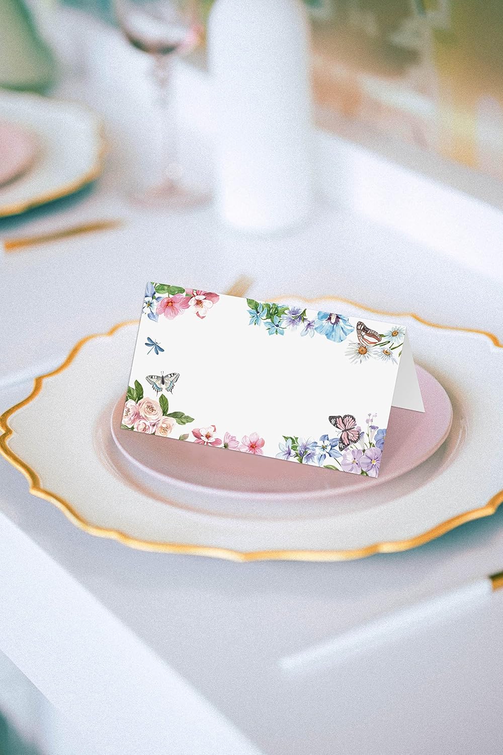 Butterfly Floral Place Cards Editable Pack of 25