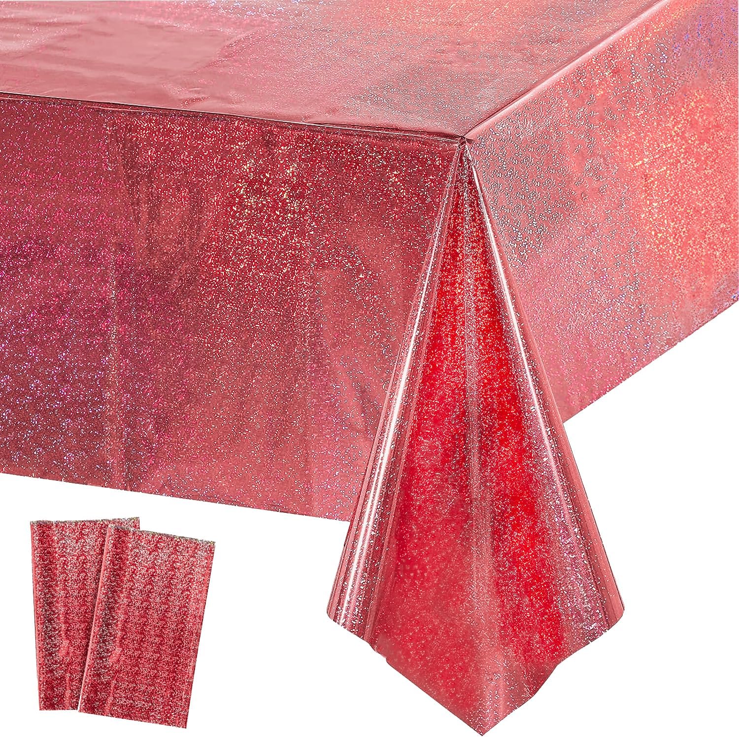 GREATRIL Red Shiny Tablecloth for Parties 54x108 2 Packs